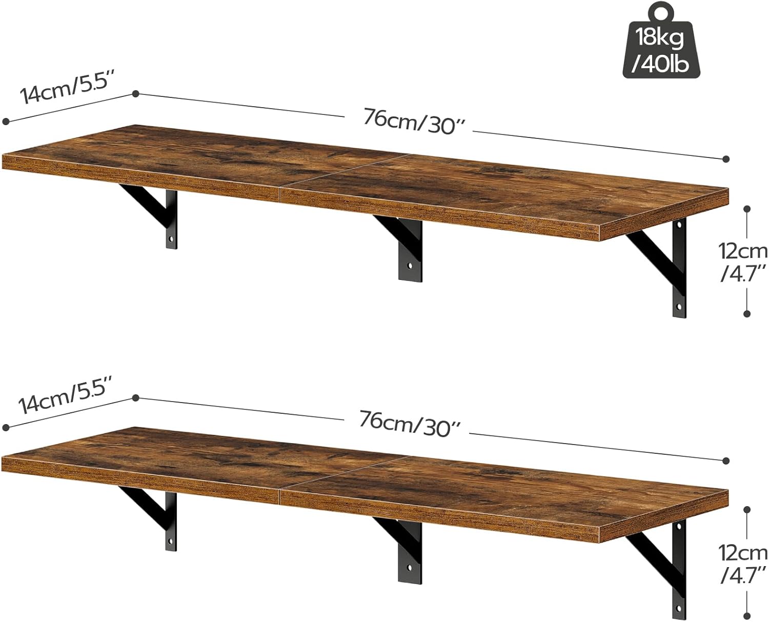 HOOBRO Floating Shelves Set of 2 30 Inch Wall Shelf