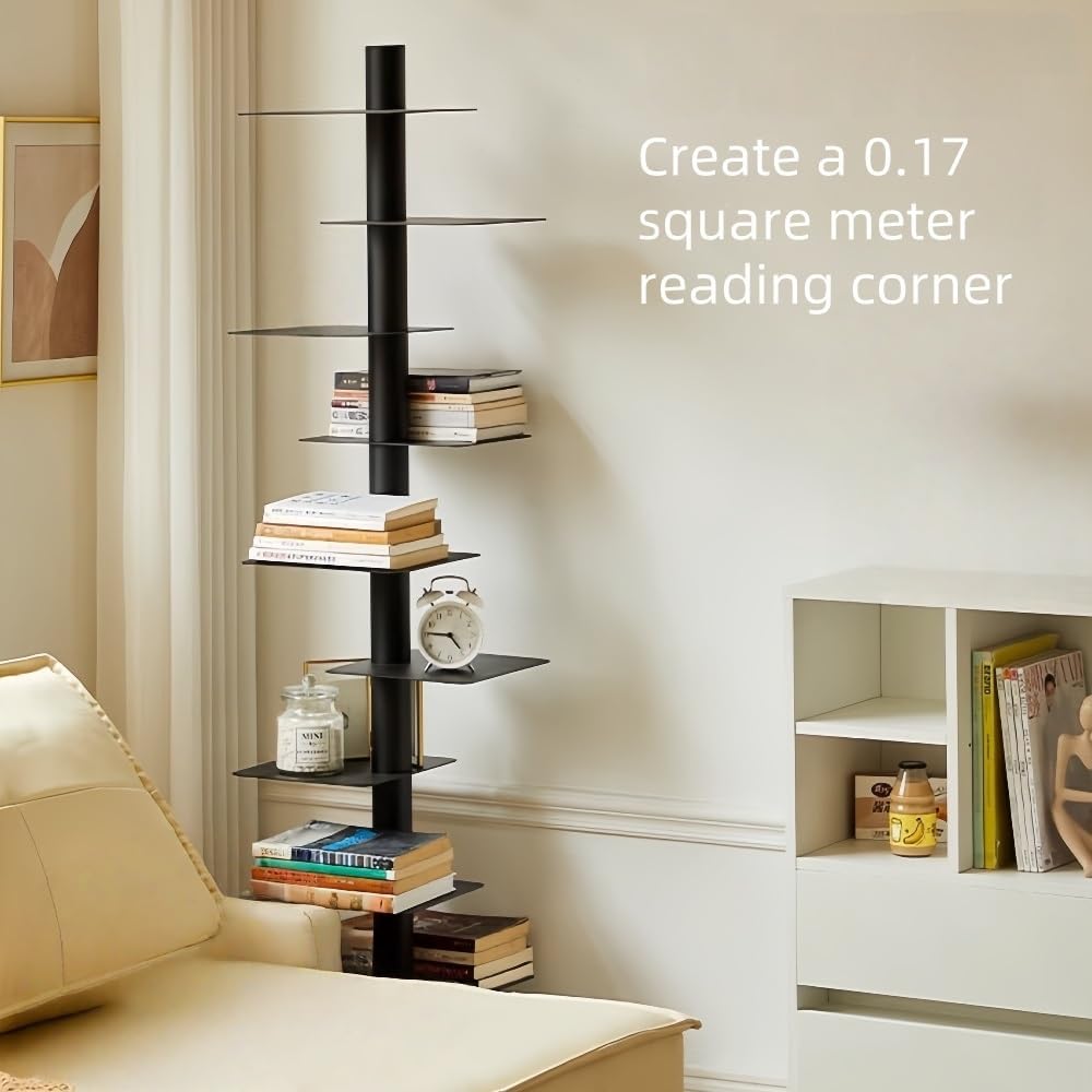 9-Tier Rotating Bookshelf for Living Room and Office