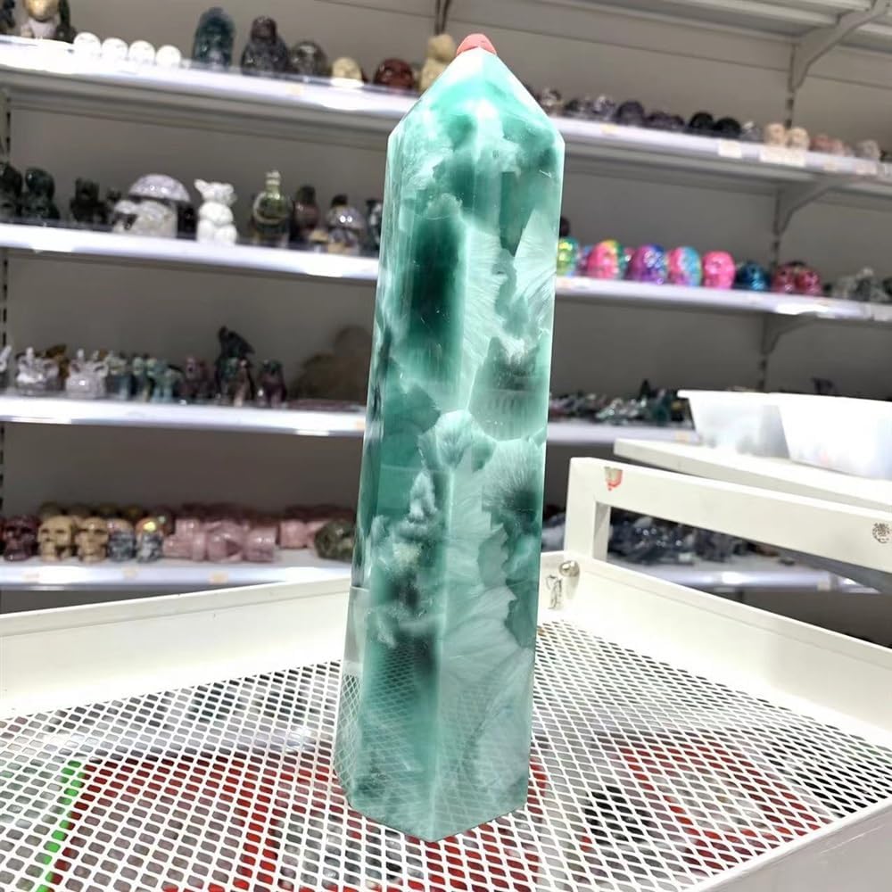 KatLin Natural Ocean Stone Crystal Obelisk Office Decoration Gift