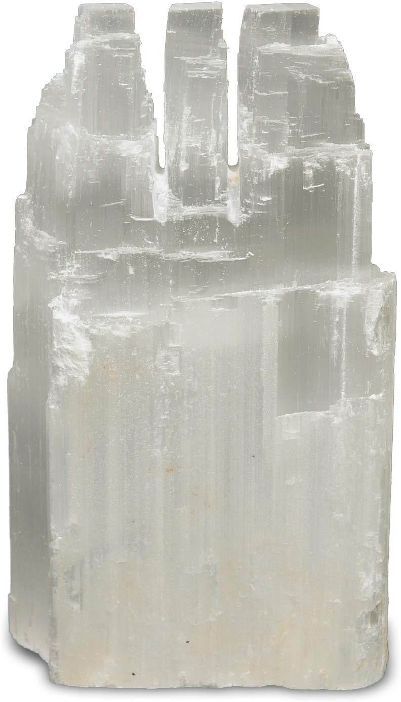 2 Pieces Natural White Selenite Triple Skyscraper Lamp with Dimmer Switch and Bulb