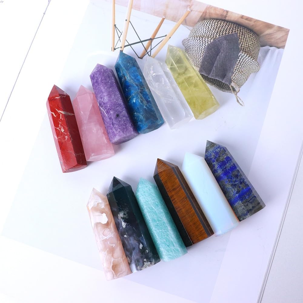 PEKMAR Natural Crystal Tower with Rose Quartz and Amethyst