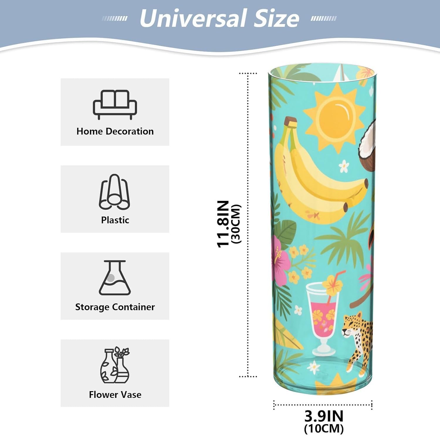 Summer Blue Animal Sea Plastic Hurricane Vase 118 x 39 Inch