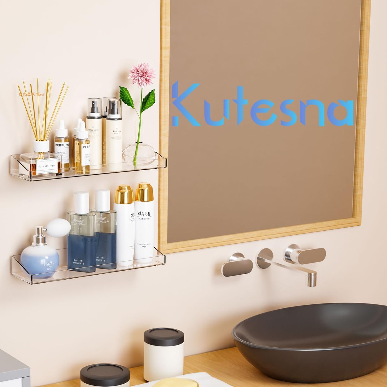 Kutesna 6 Pack Acrylic Floating Shelves for Wall