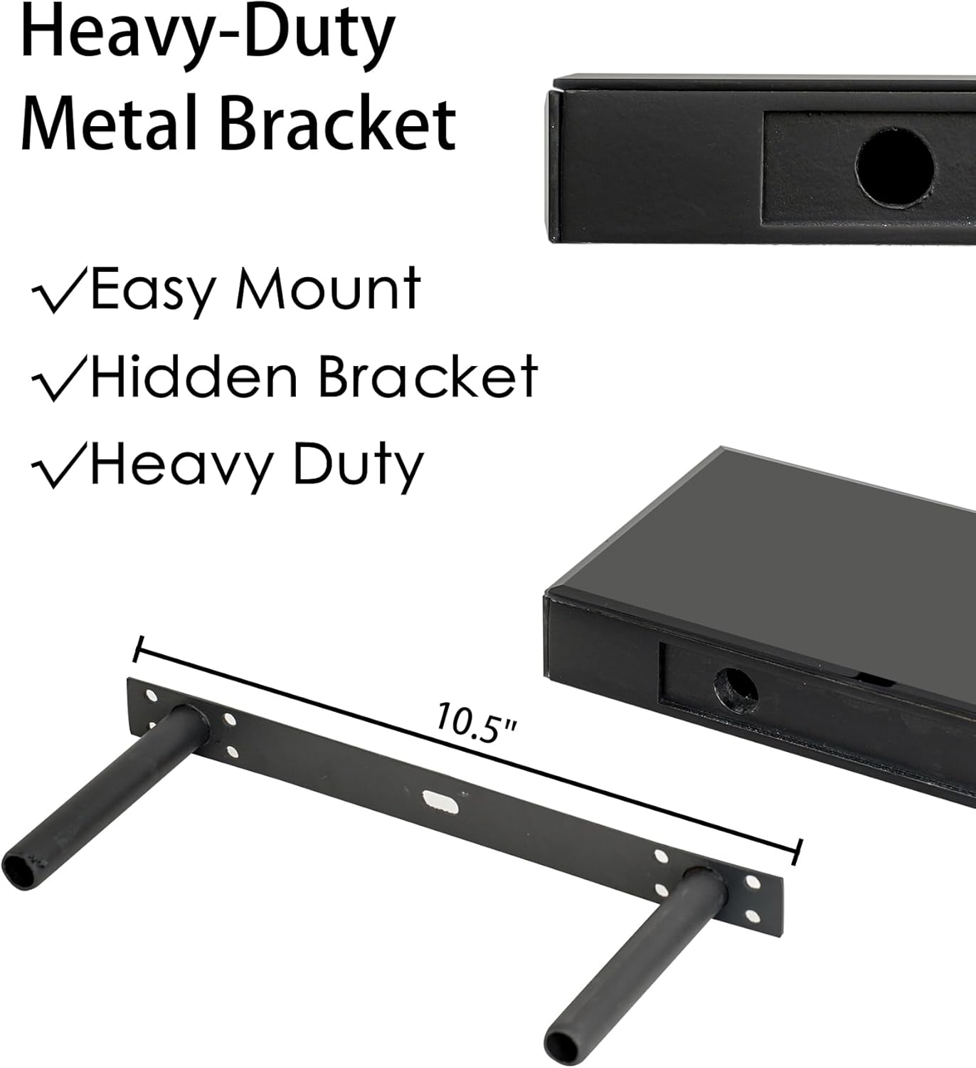 SHYFOY Black Glass Floating Shelves Set of 3