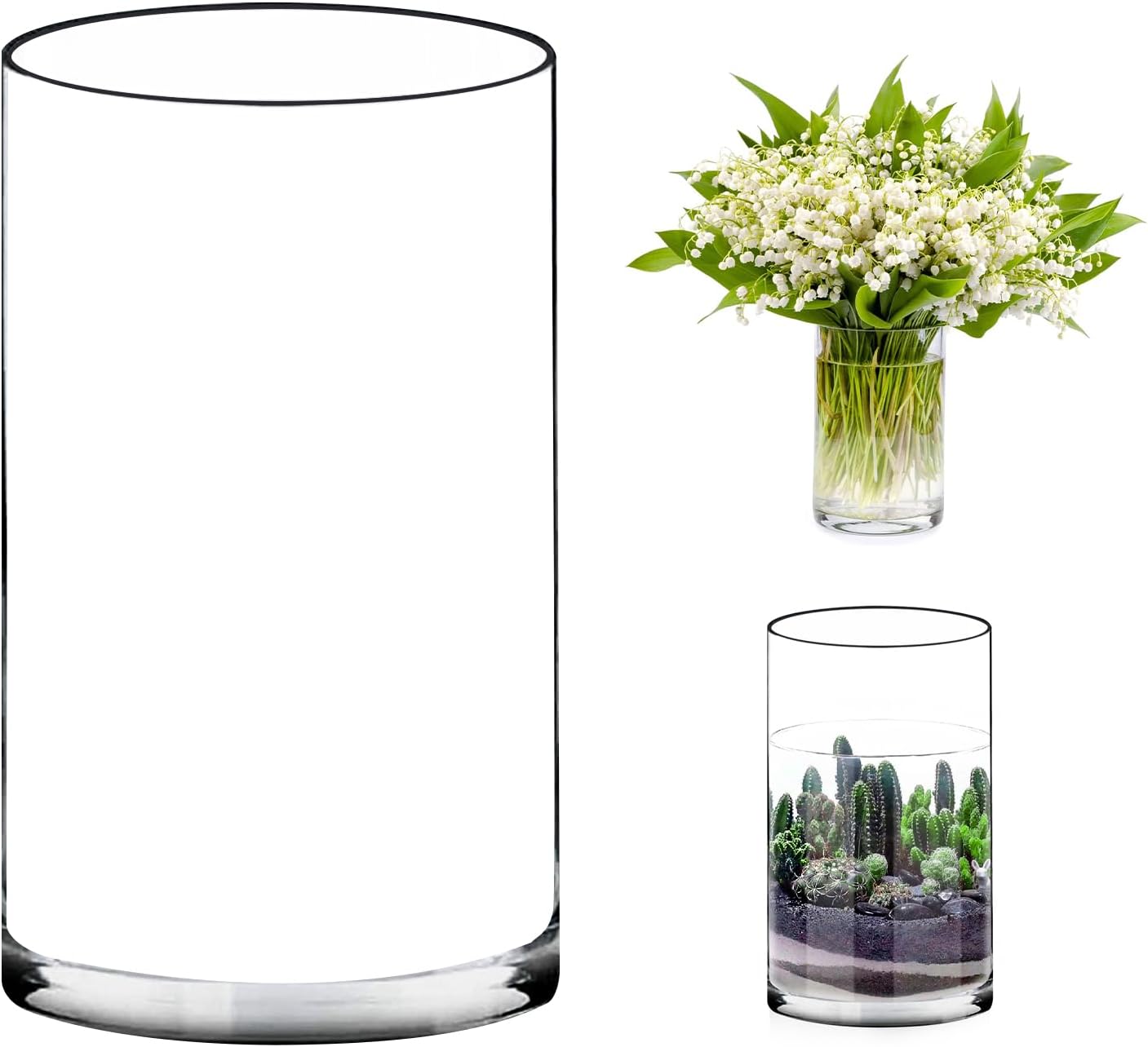 Clear Glass Cylinder Vase with 8 Height and 4 Diameter