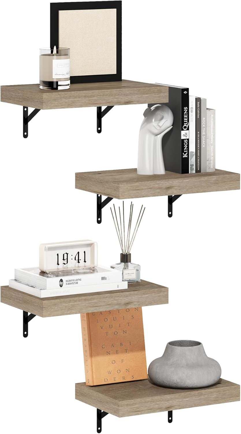 Furinno Tanna 15 Inch Wall Mounted Floating Shelves Set of 4