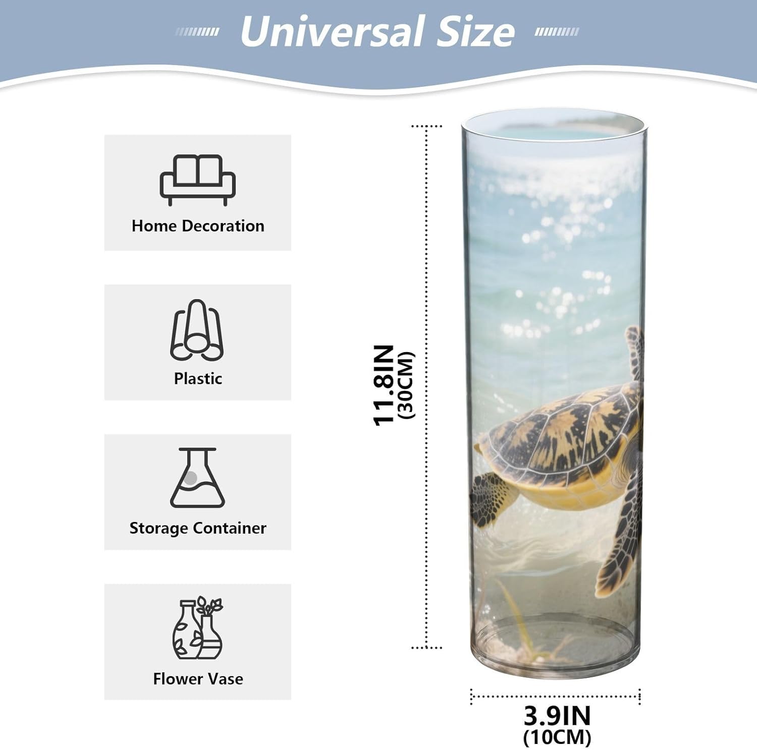 Susiyo Clear Plastic Sea Turtle Vase 118 Inch Tall
