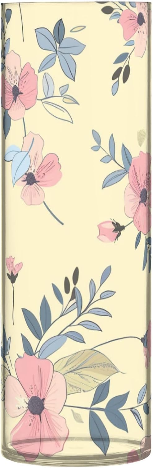 Light Pink Flower Retro Plastic Cylinder Vase 118 x 39 Inch