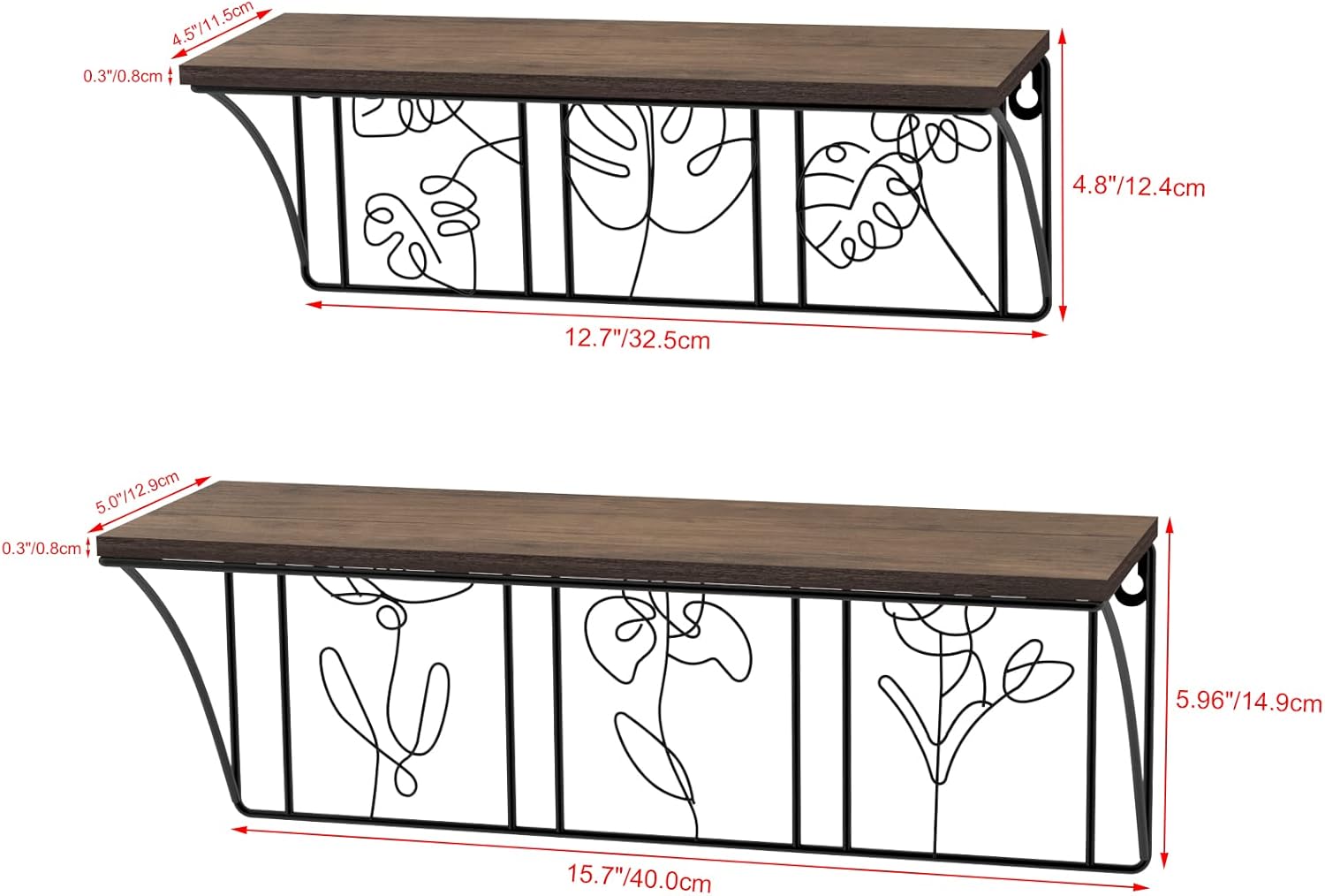 QUTREY Floating Shelves Set of 2 Minimalist Metal Wall Art