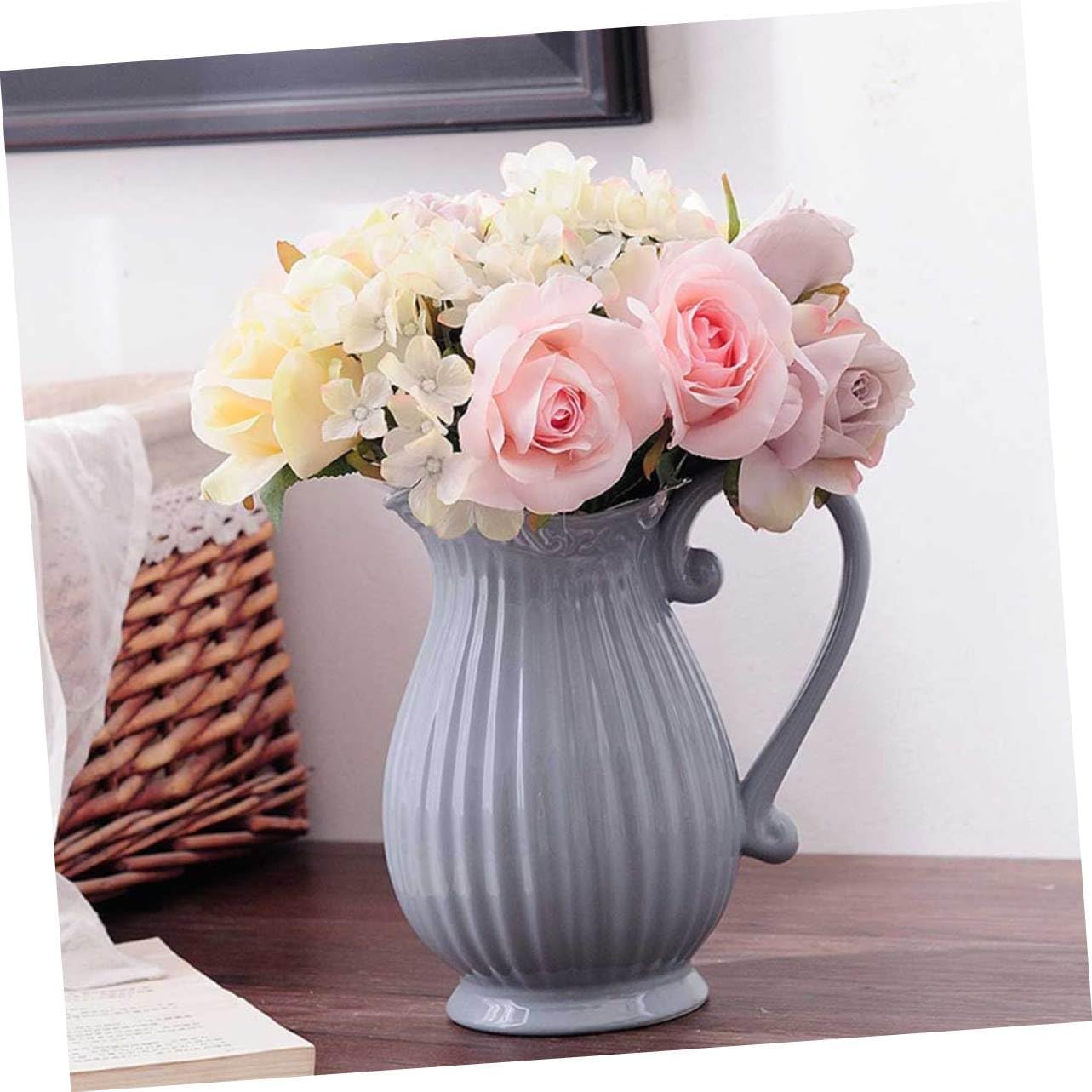 LIFKOME Ceramic Grey Decorative Vase