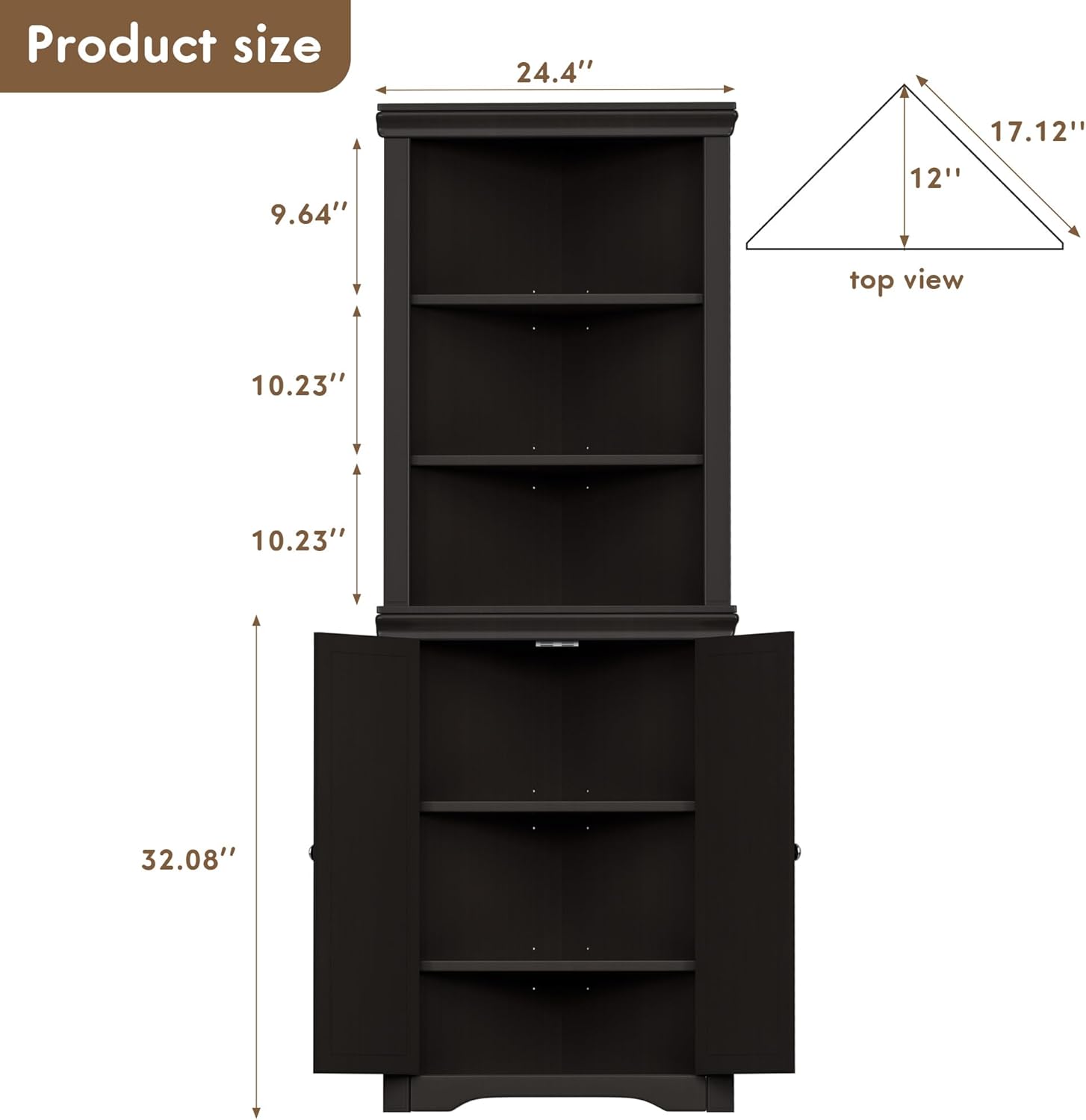 Flamaker Corner Cabinet with 2 Doors and 3 Shelves