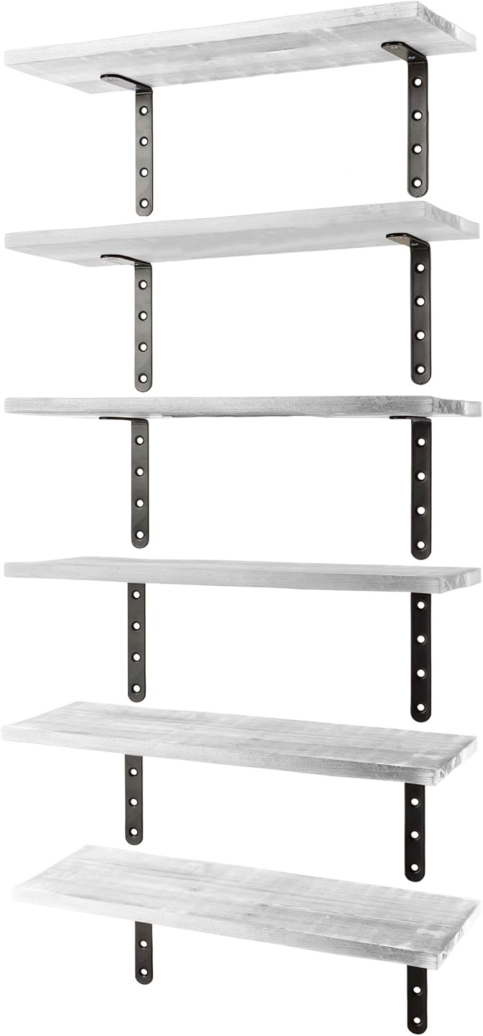 Lavish Home Set of 6 White Floating Shelves