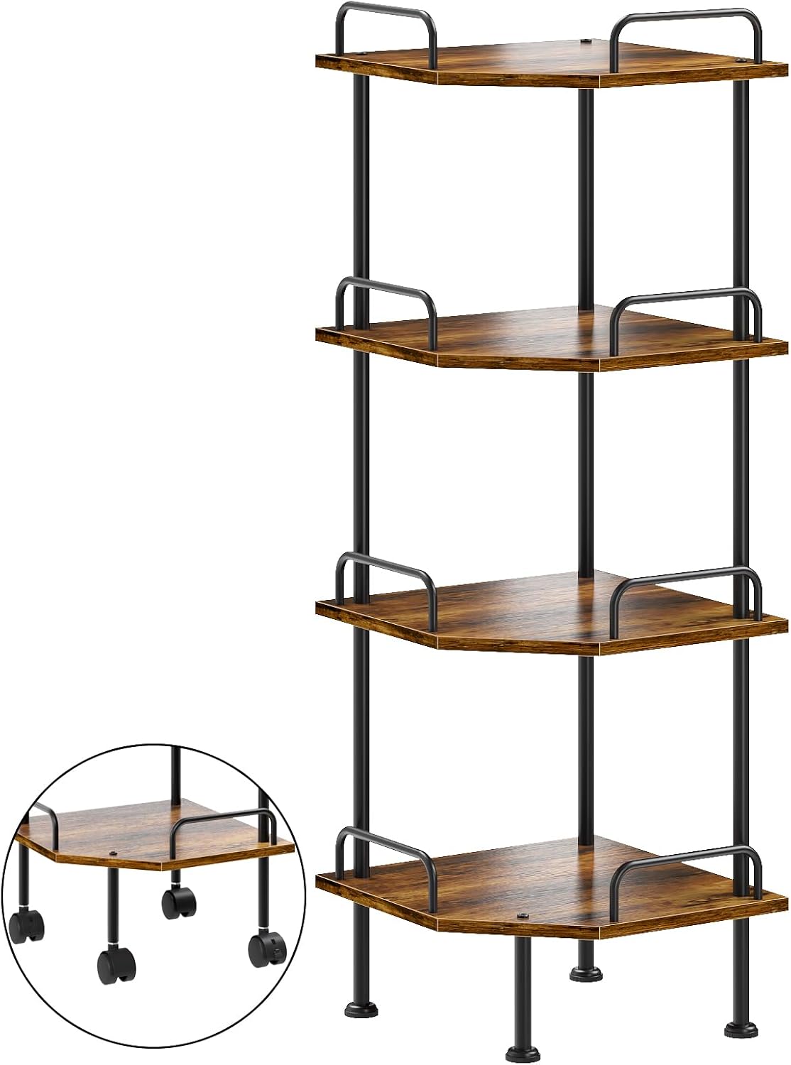 4-Tier Corner Shelf with Wheel for Home