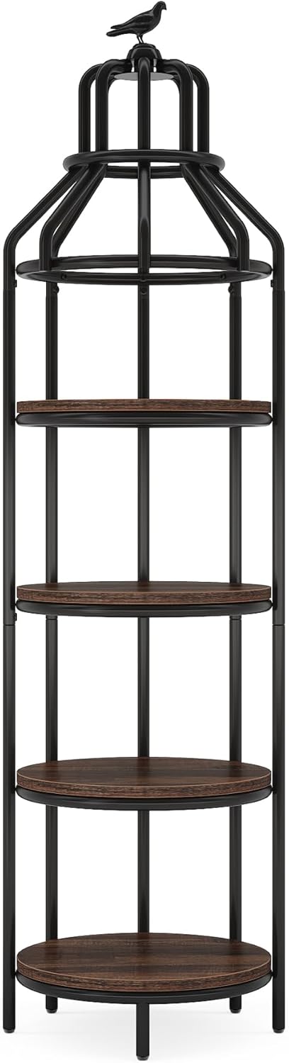 Tribesigns 4-Tier Corner Bookshelf Rustic Brown