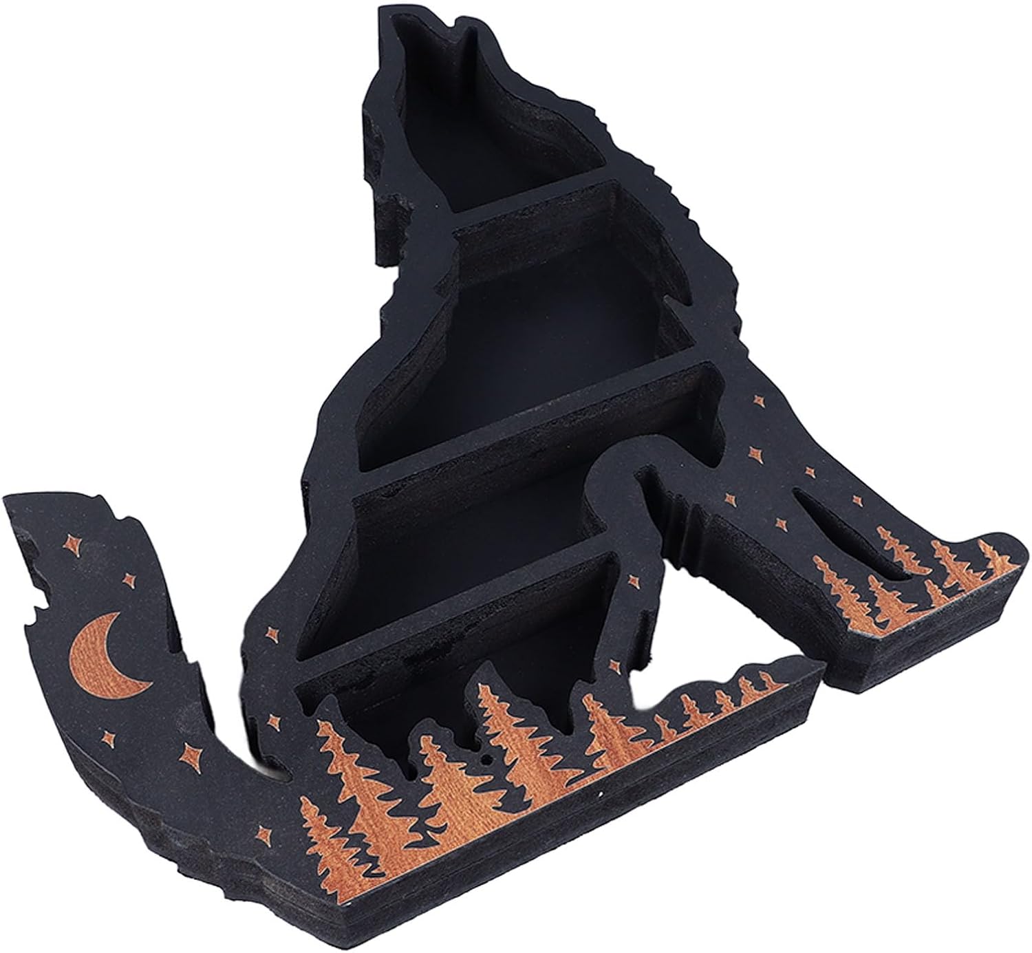 Pssopp Wolf Wooden Crystal Display Shelf