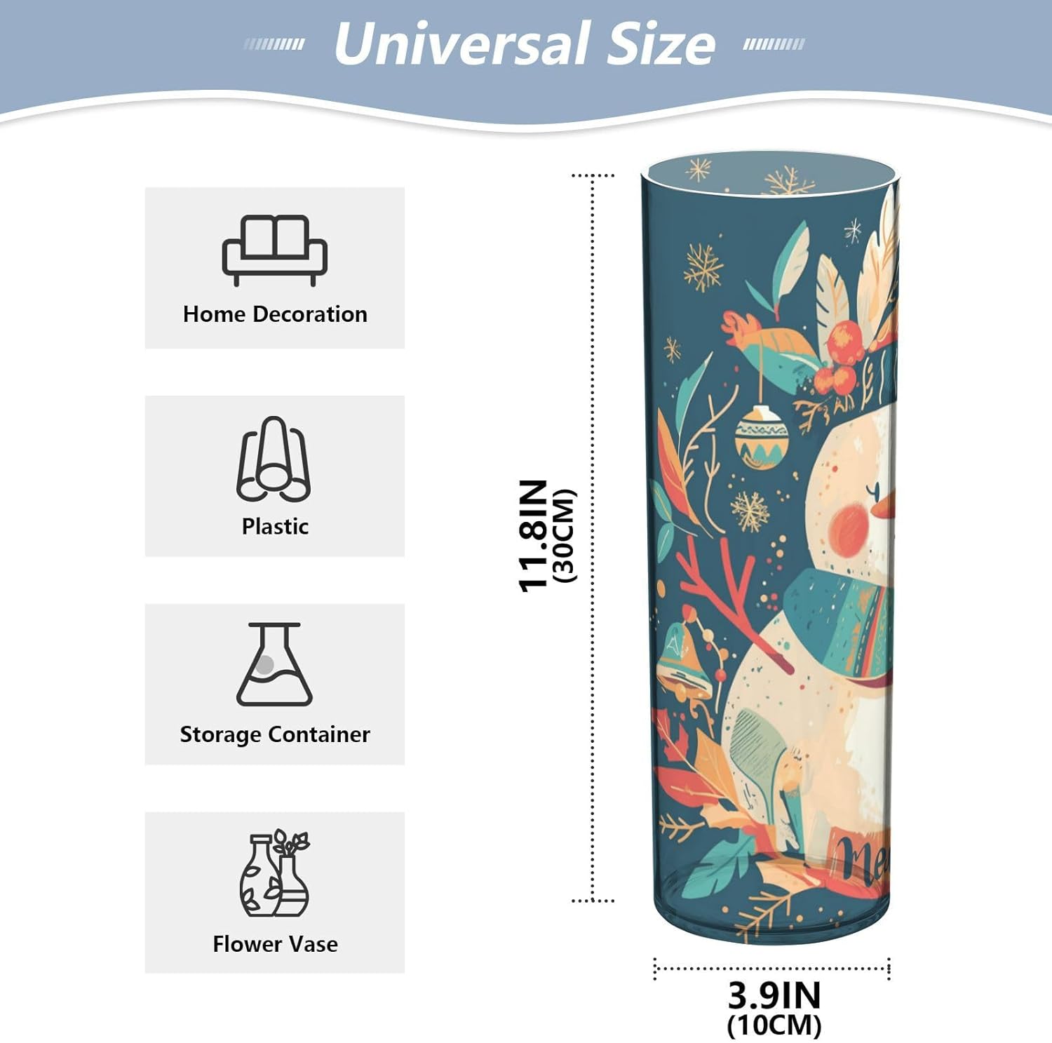 Cartoon Snowman Plastic Cylinder Vase 118 x 39 Inch