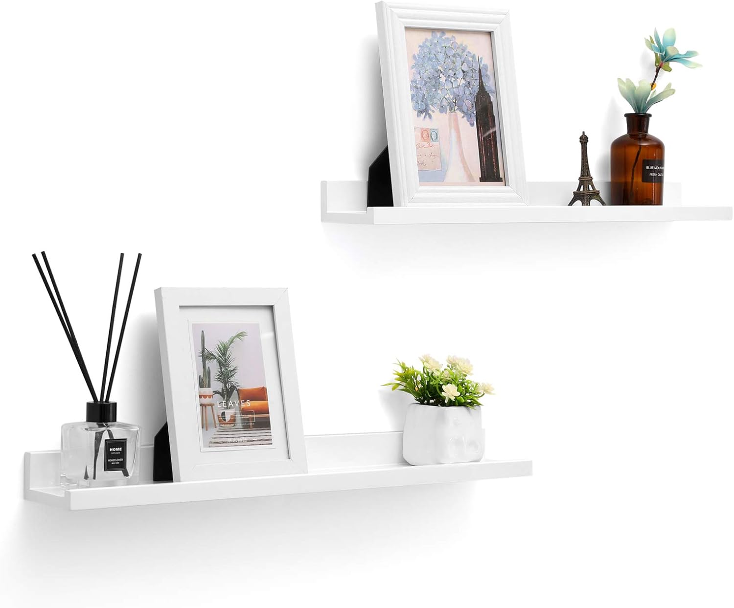 SONGMICS Floating Shelves Set of 2 Matte White