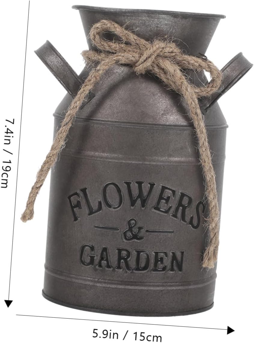 Rustic Galvanized Iron Milk Can Dried Flower Vase