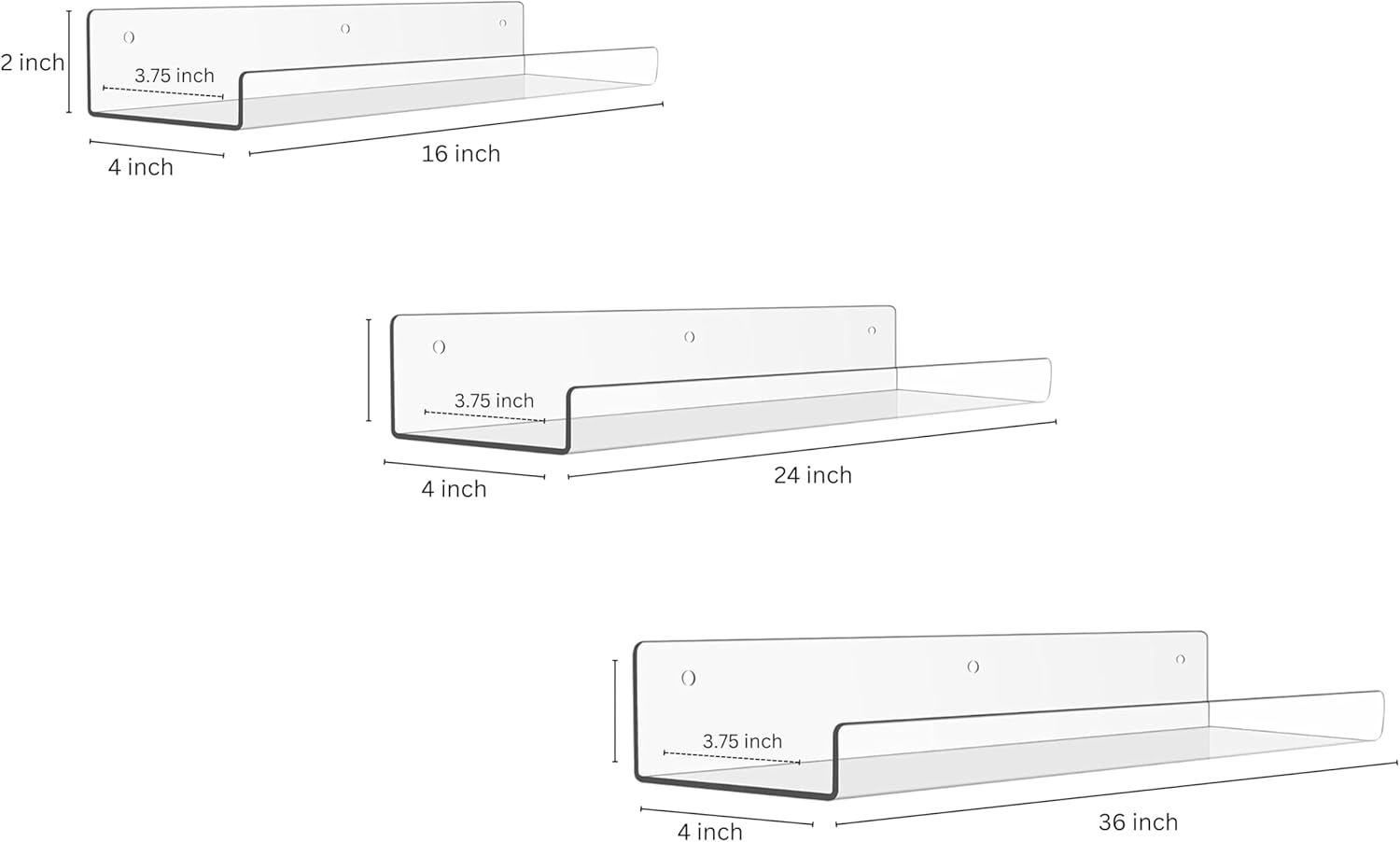 Rebecca Luxurious Acrylic Floating Shelves for Wall - 2 Pack