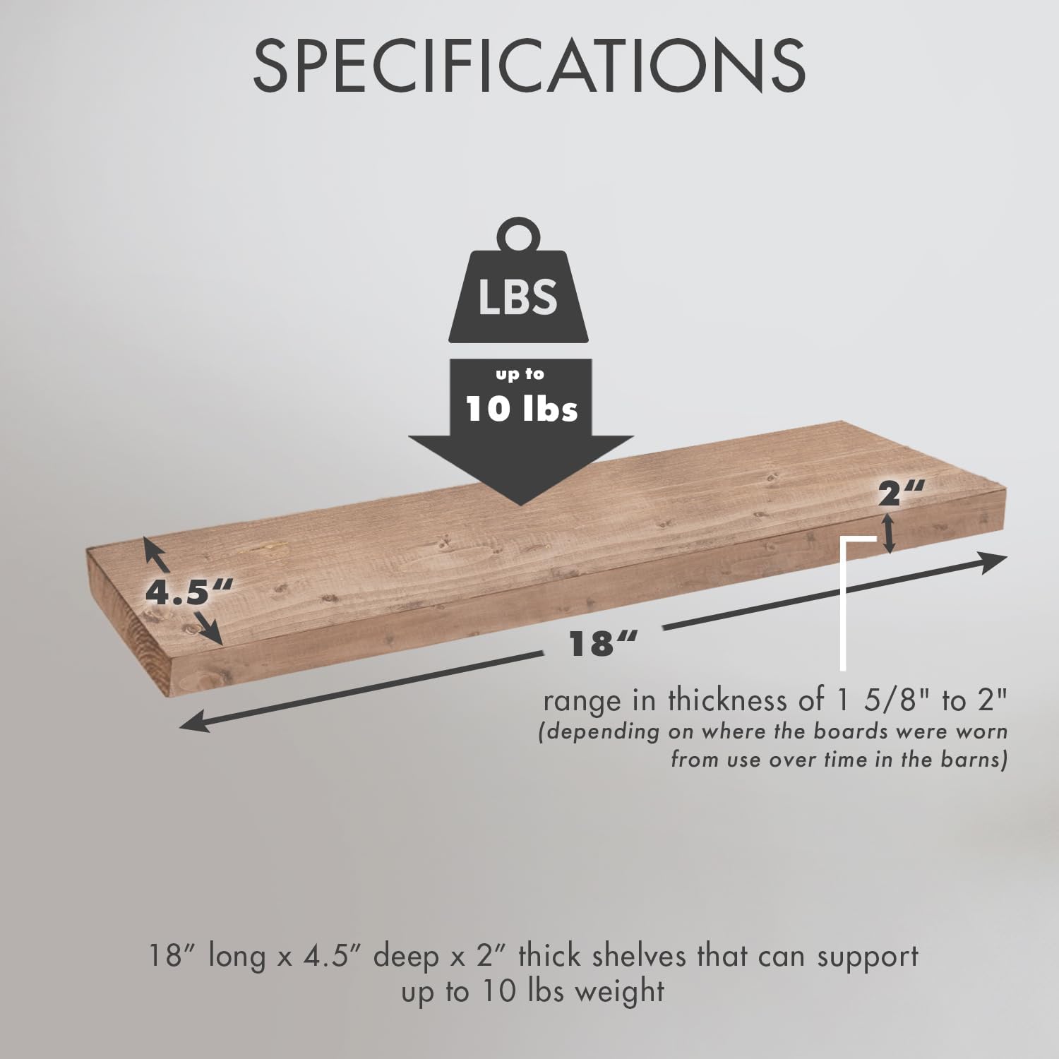 Urban Legacy Reclaimed Barnwood Floating Shelves Set of 2
