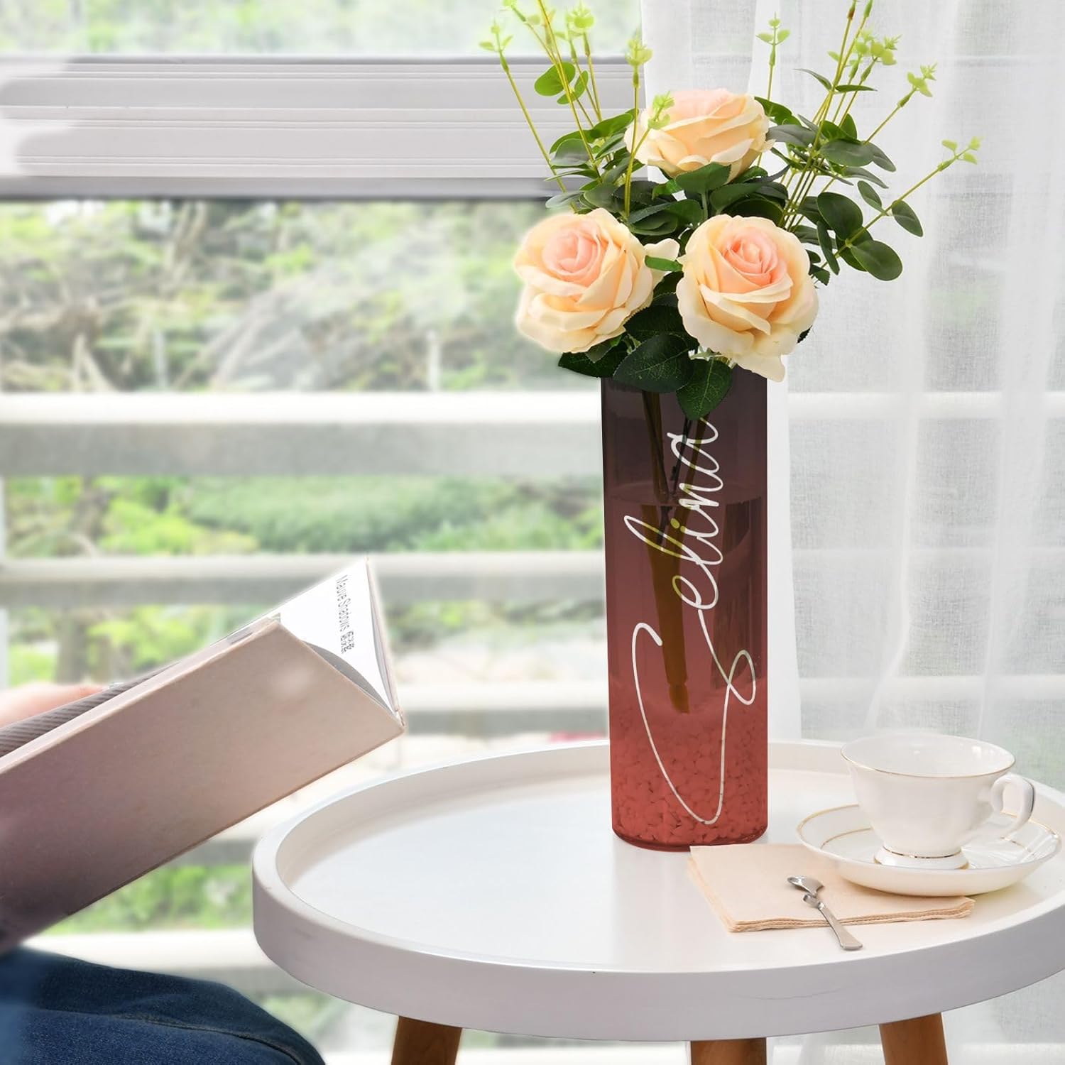 Custom Black Red Gradient Vase for Centerpieces