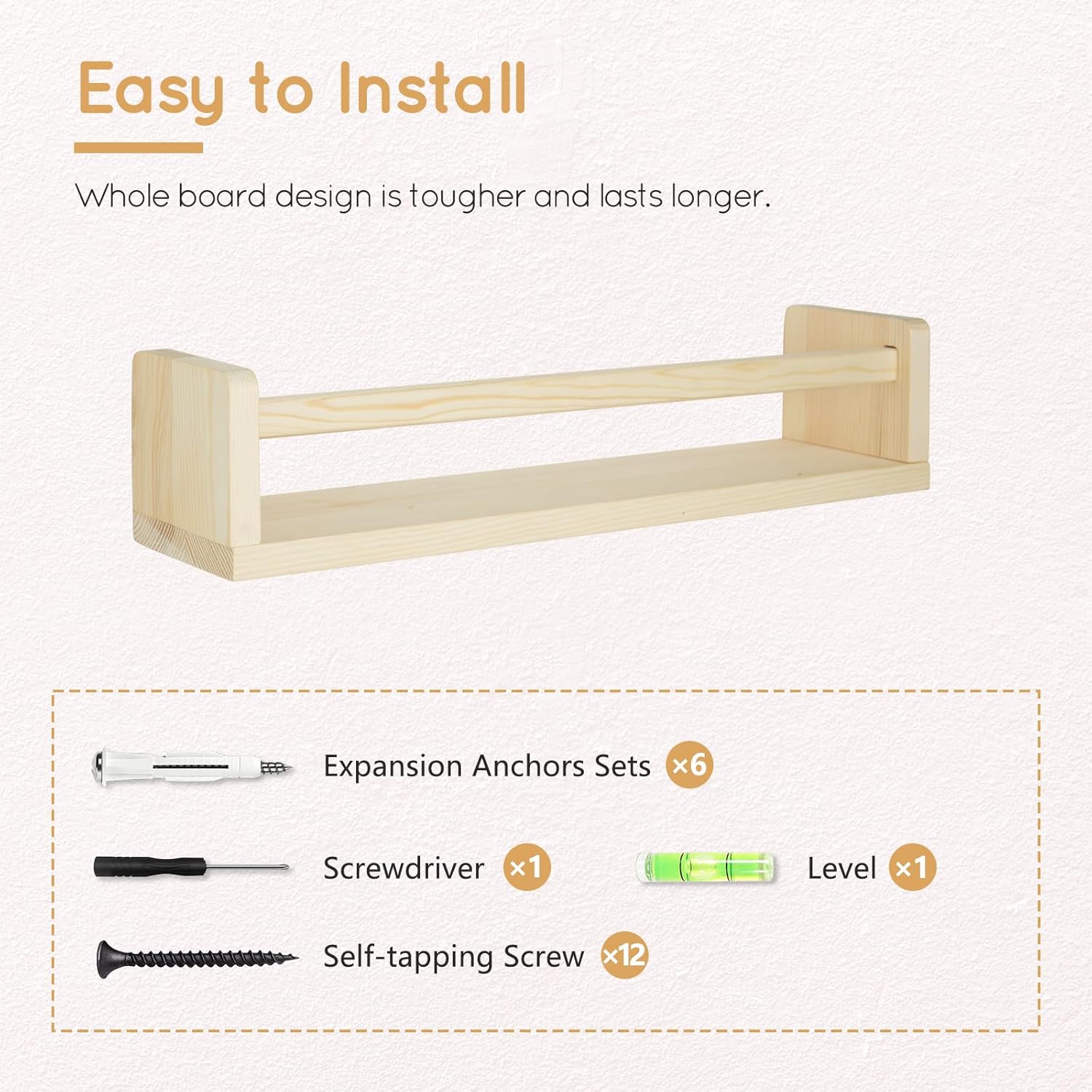 SwaaVee Floating Book Shelves Set of 3 235 Inch Wall Mount