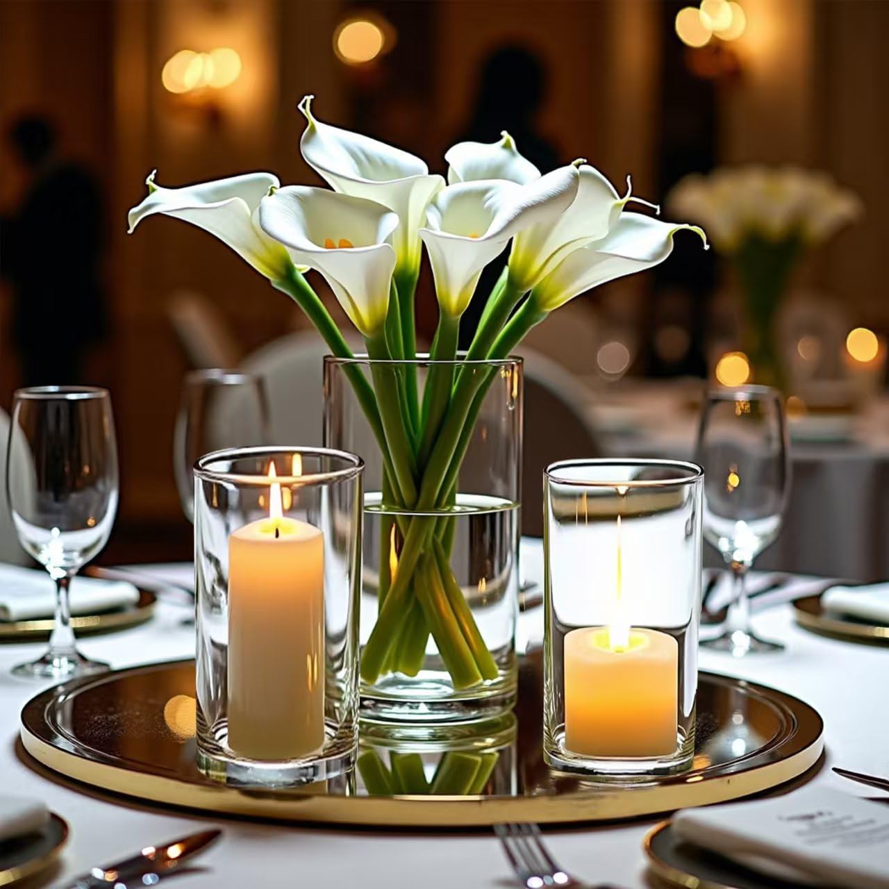 24 Pack Clear Glass Cylinder Vases for Centerpieces