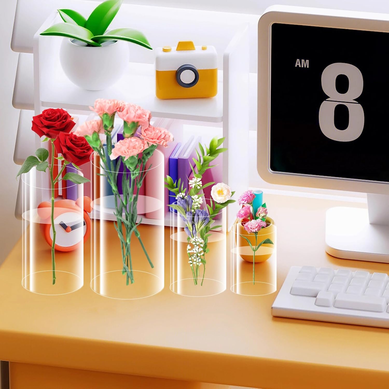 32 Pack Clear Acrylic Vases Set 4 6 8 10 Inches Tall
