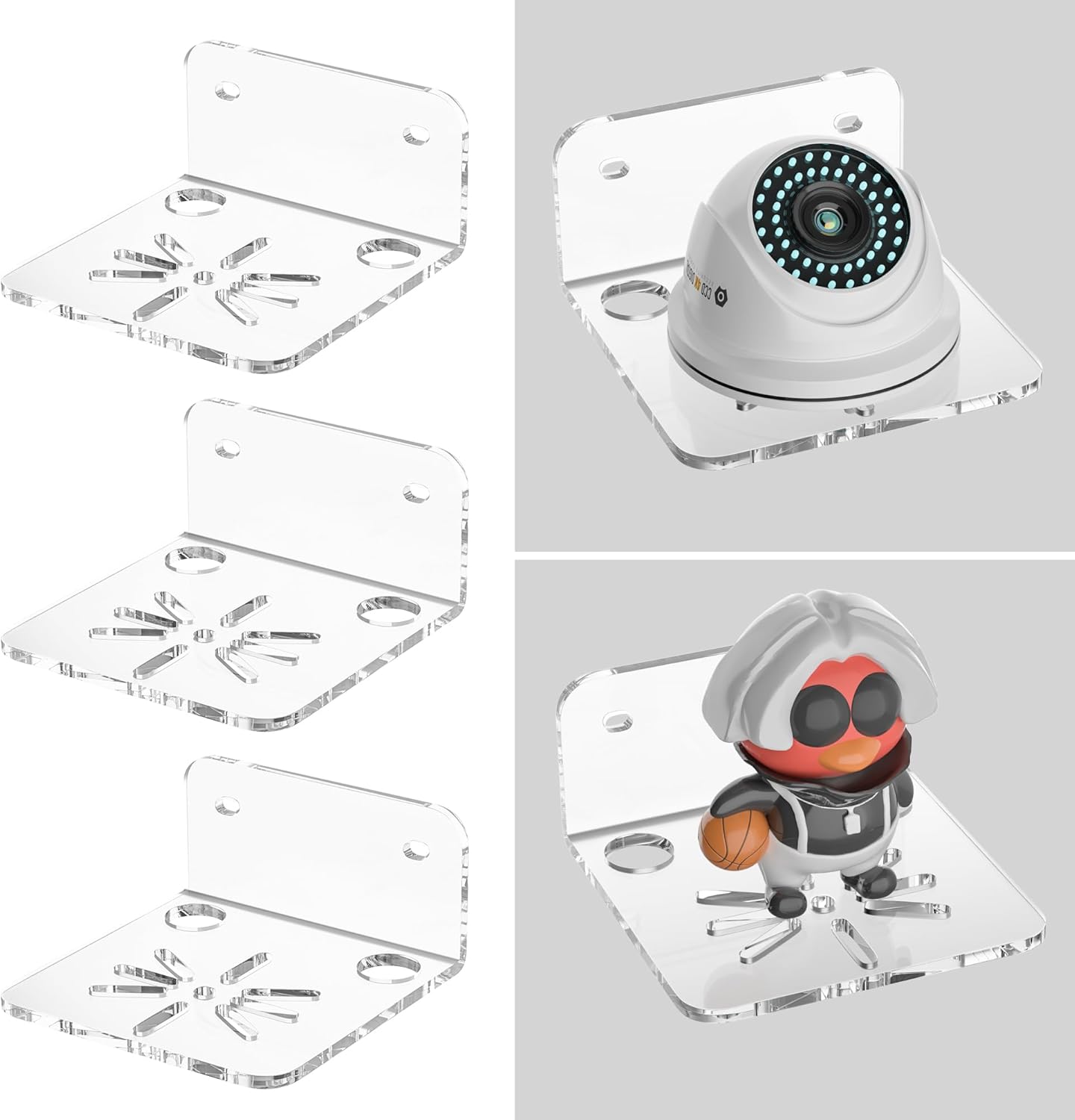 Clear Acrylic Wall Shelf 3 Pack for Security Cameras and Monitors