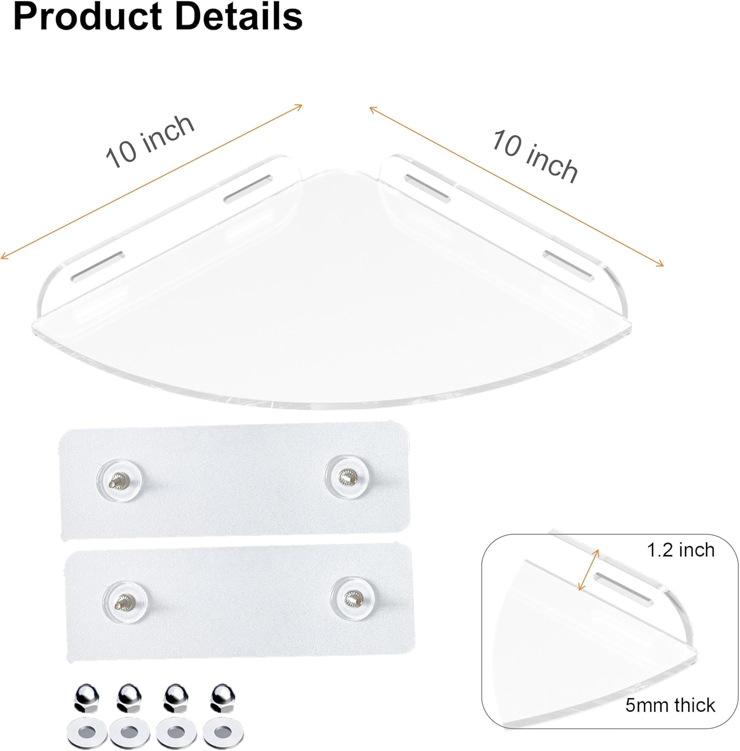 NUTNAPH Acrylic Corner Shower Shelves 2 Pack