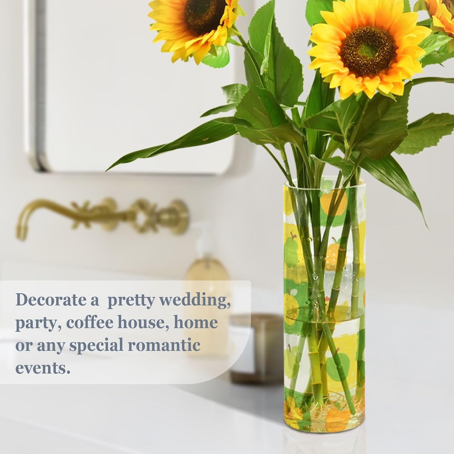 Yellow Green Flower Checkered Pattern Plastic Vase 118x39 Inch Decorative