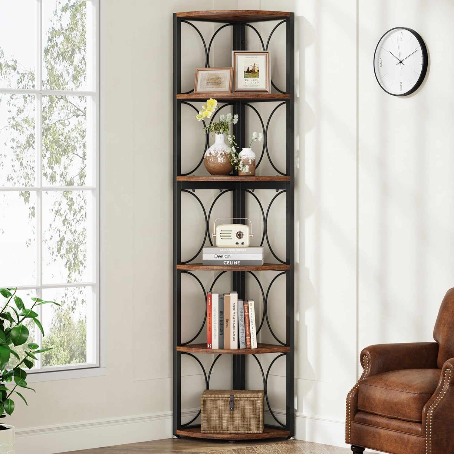 Tribesigns 67 Inch Tall Corner Shelf 6 Tier