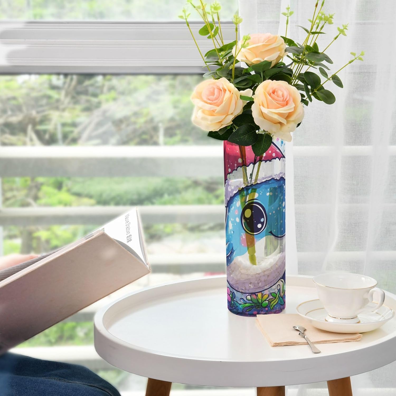 Cute Blue Whale Plastic Vase for Centerpieces