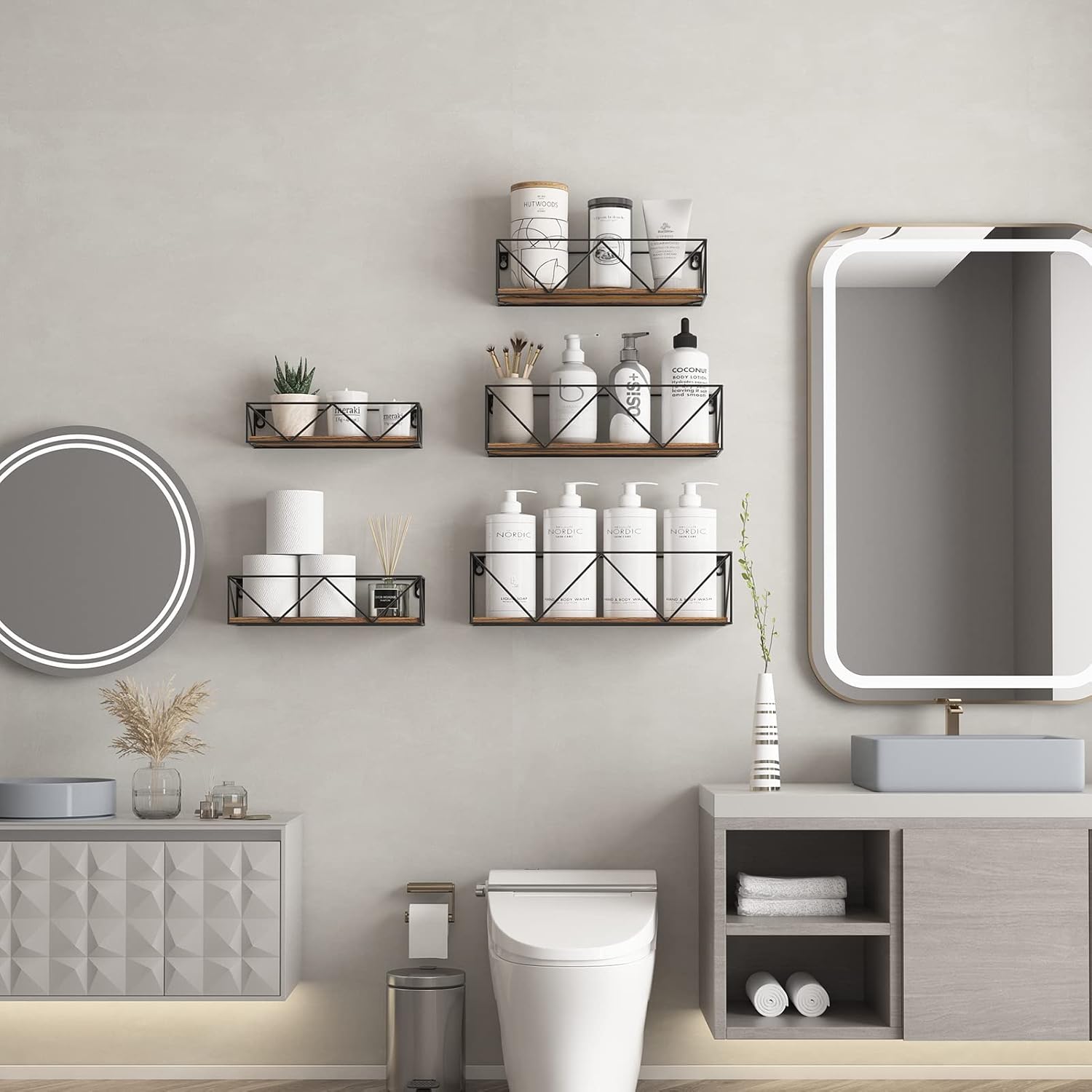 CRUGLA Wall Mounted Floating Shelves Set of 5