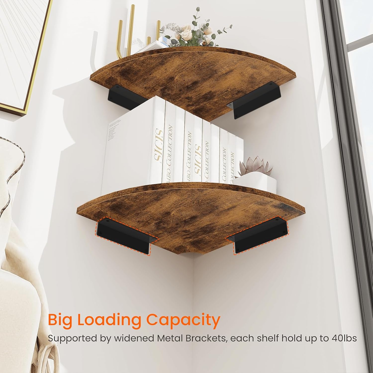 Homode Corner Wall Shelf Set of 4 Rustic Brown