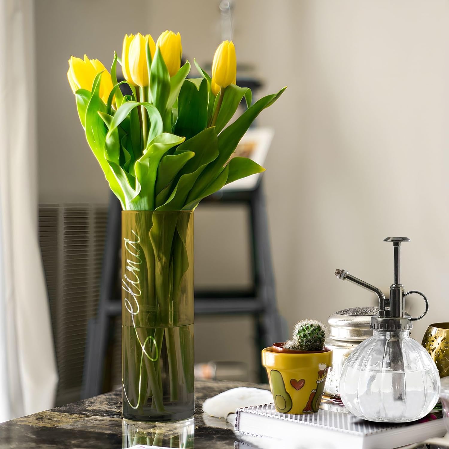 Custom Black Yellow Gradient Vase for Centerpieces