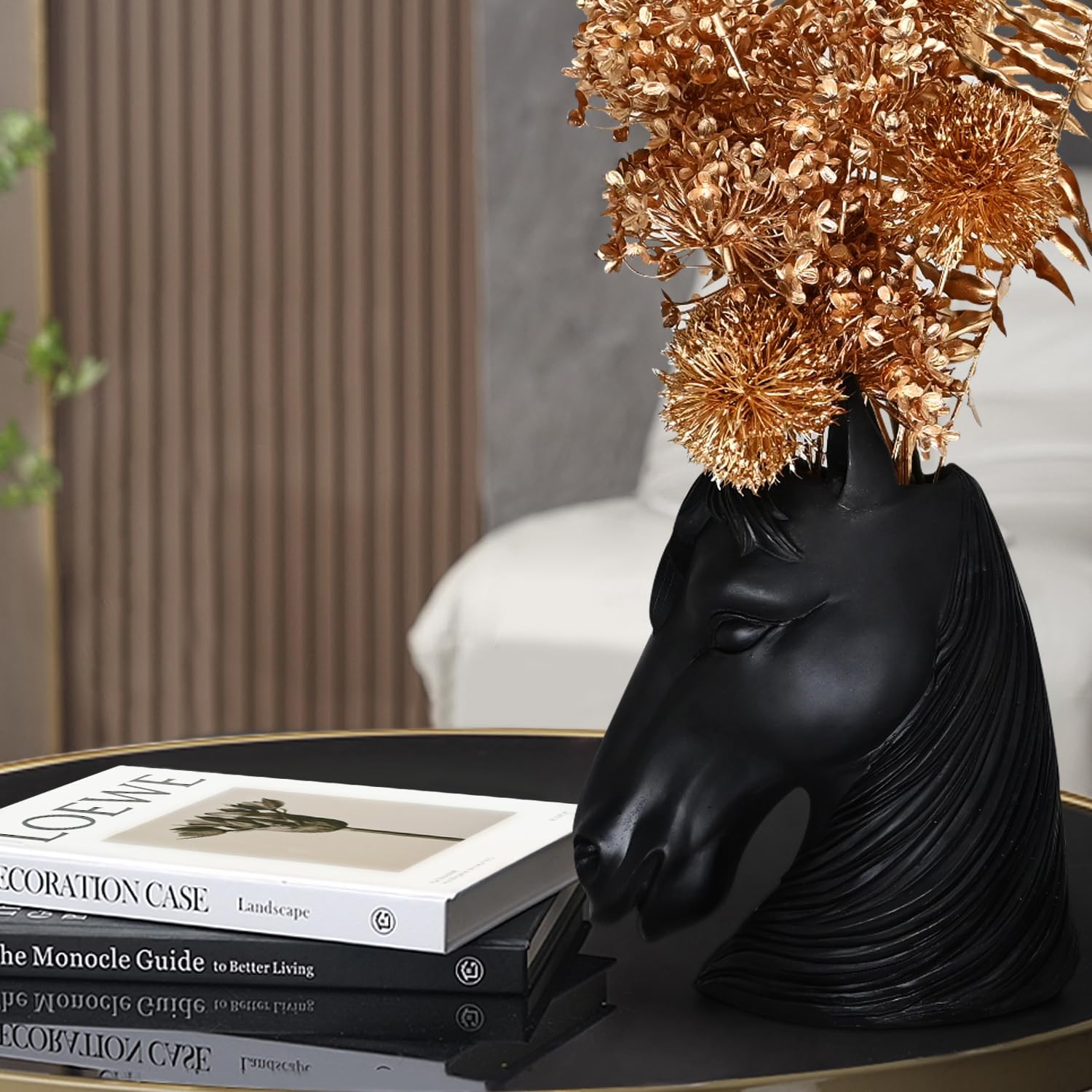 Modern Horse Head Vase Black Home Decor Centerpiece