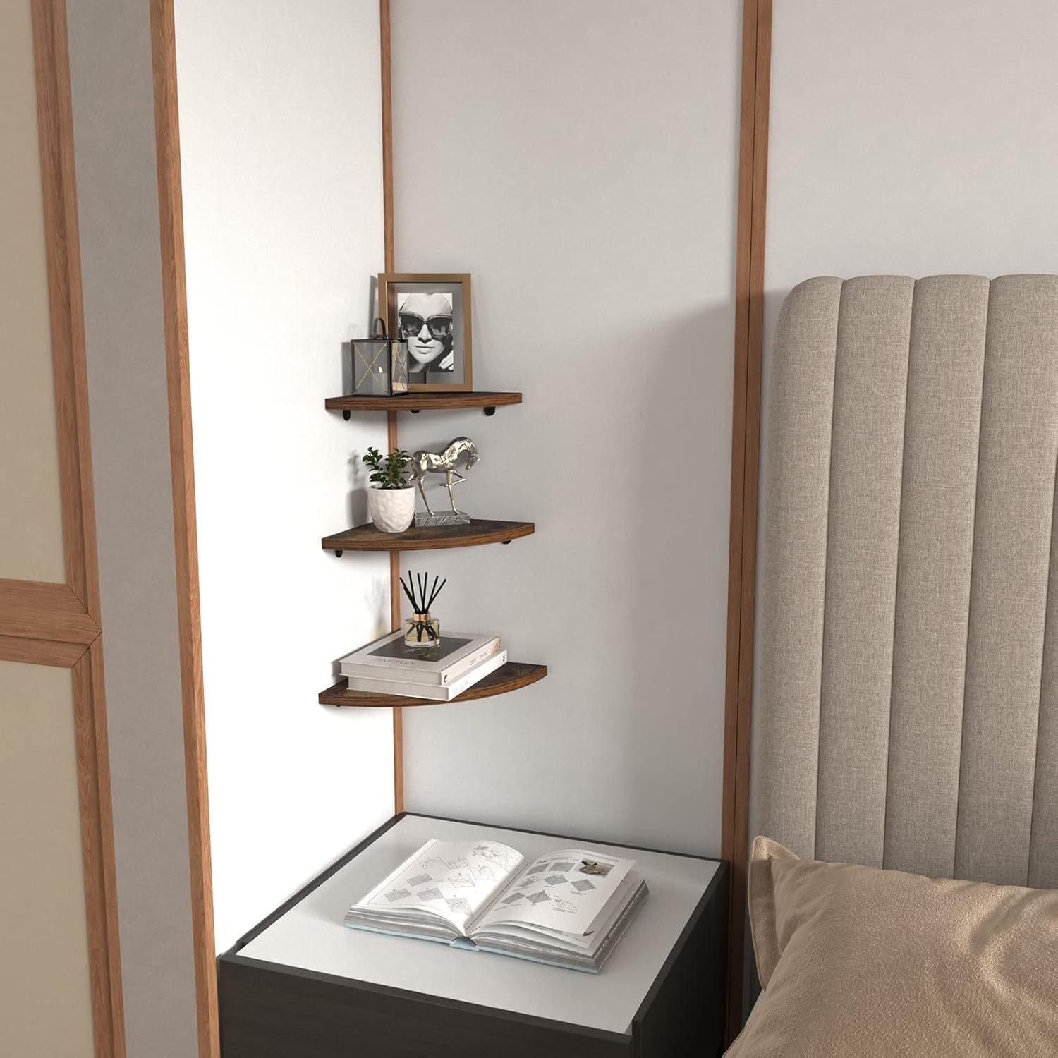 HORLIMER 6 Pack Floating Corner Shelves