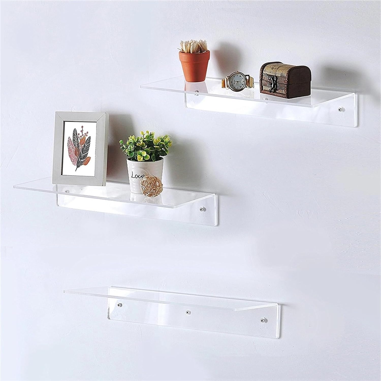 8Pcs Clear Acrylic Floating Shelves Wall Mounted