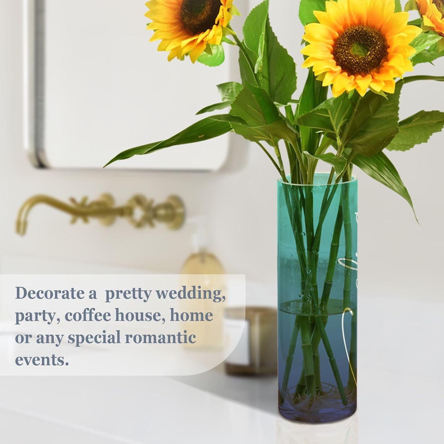 Custom Dark Teal Blue Gradient Vase for Centerpieces