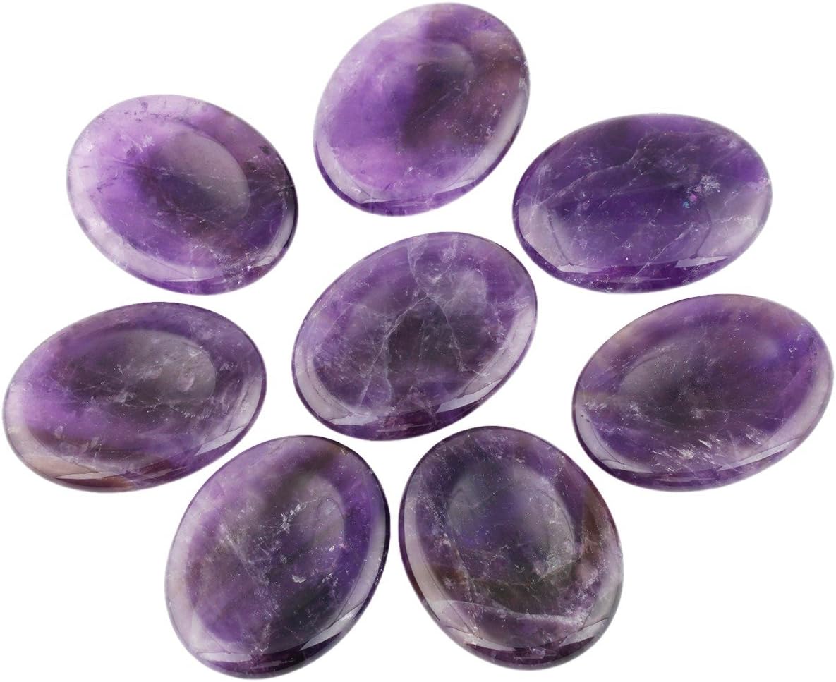 Rockcloud Worry Stone Set Amethyst Healing Crystal for Anxiety Relief