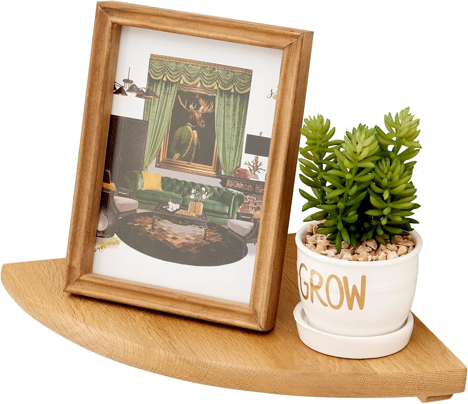 Natural Wood Corner Shelf 14 Inches Floating Display