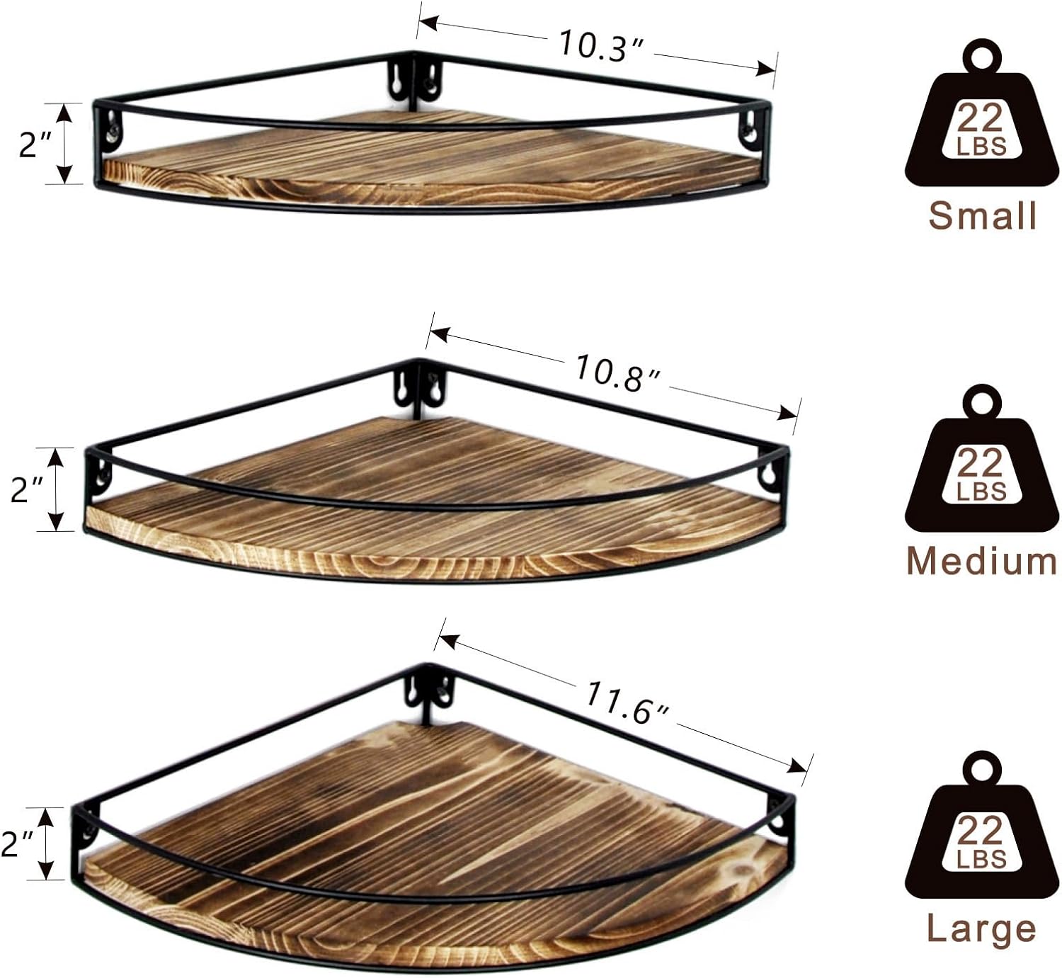 Oxendon Corner Floating Shelves Set of 3 Dark Brown