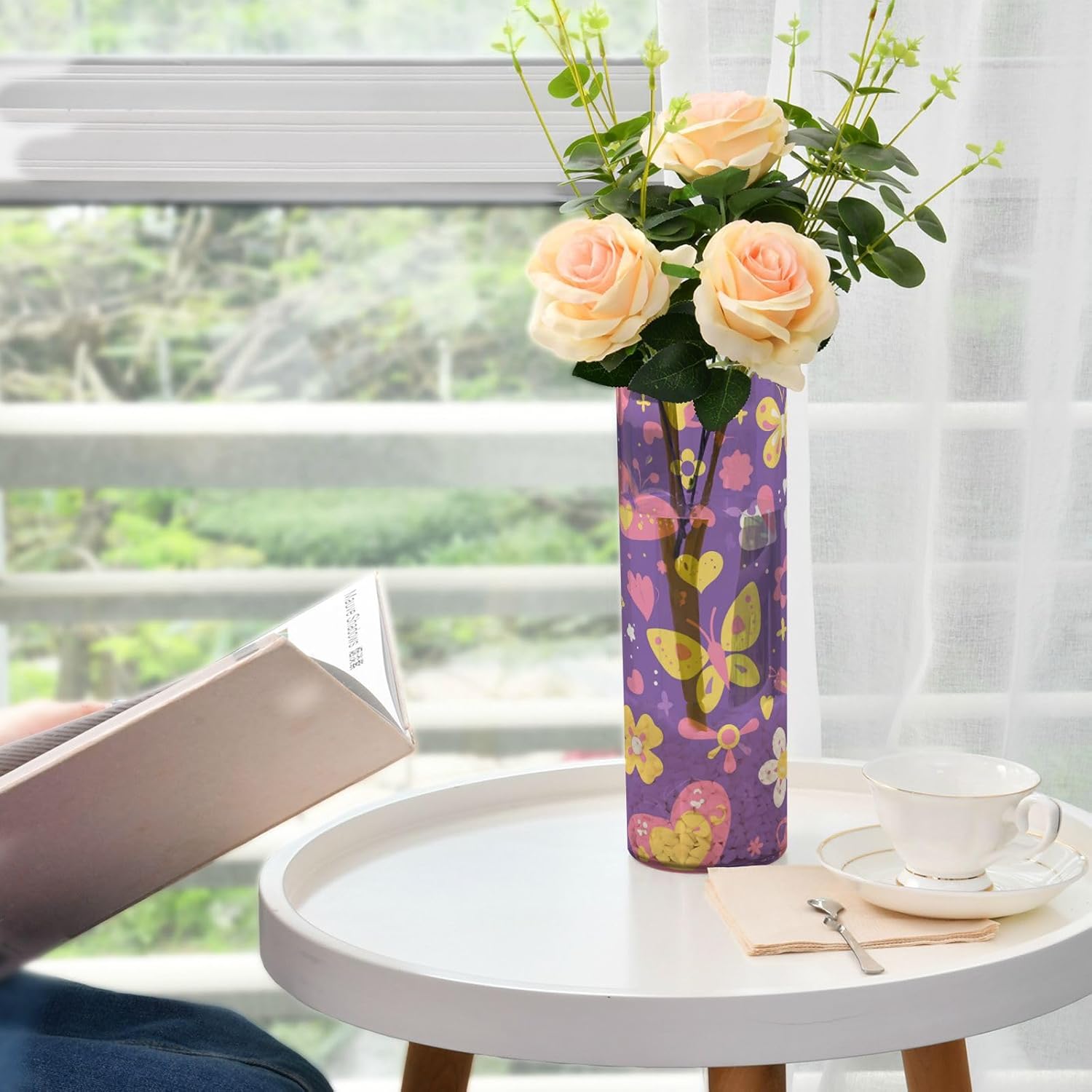 Butterfly Purple Golden Cartoon Plastic Vase 118 x 39 Inch