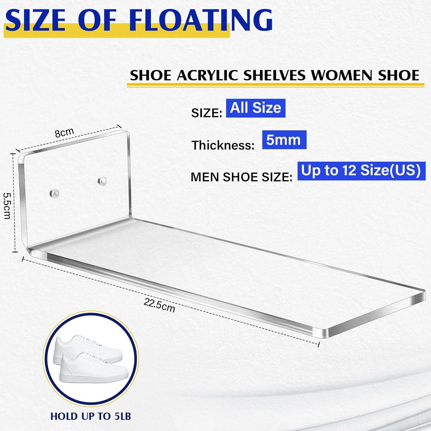 Treela 20 Pack Floating Shoe Shelves for Wall Display