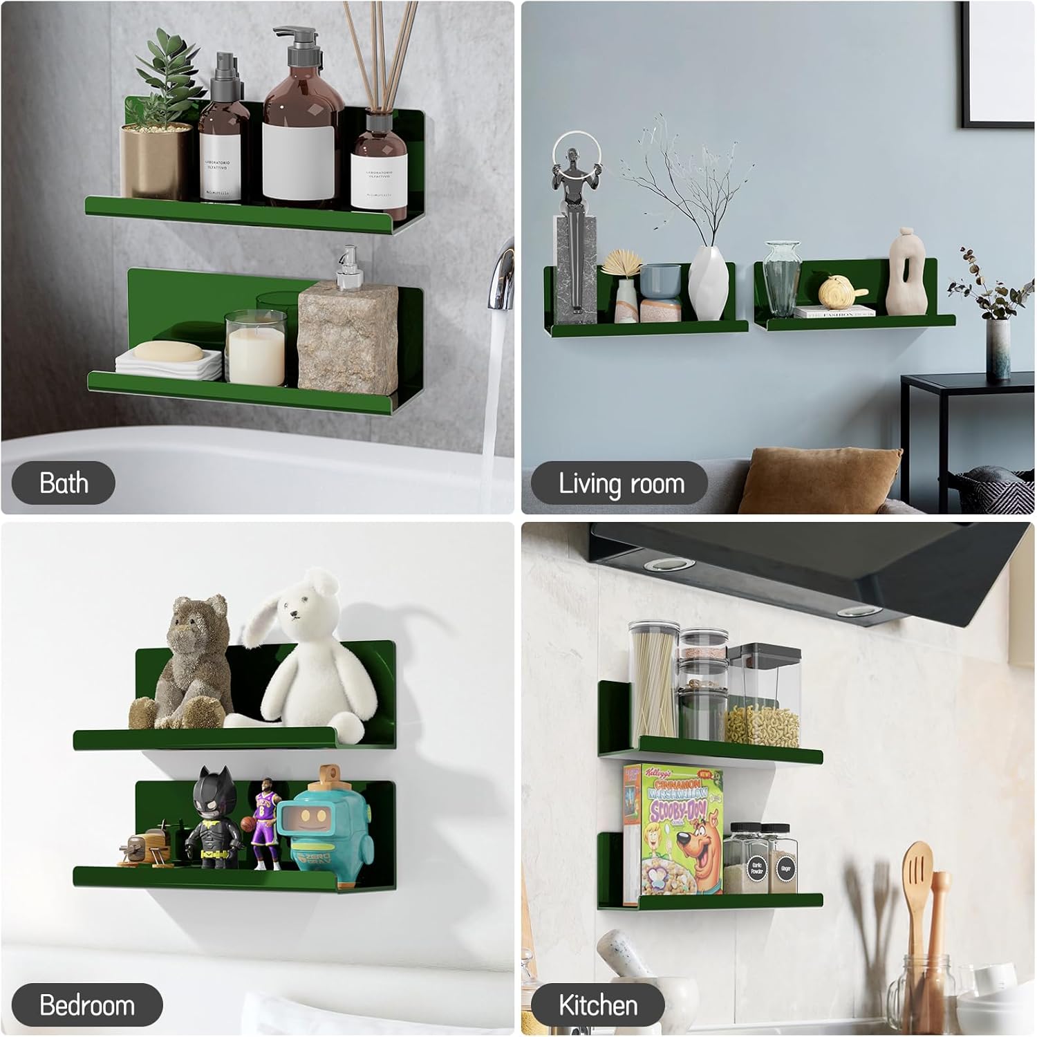 PAVSTINE 12 Inch Adhesive Floating Wall Shelf