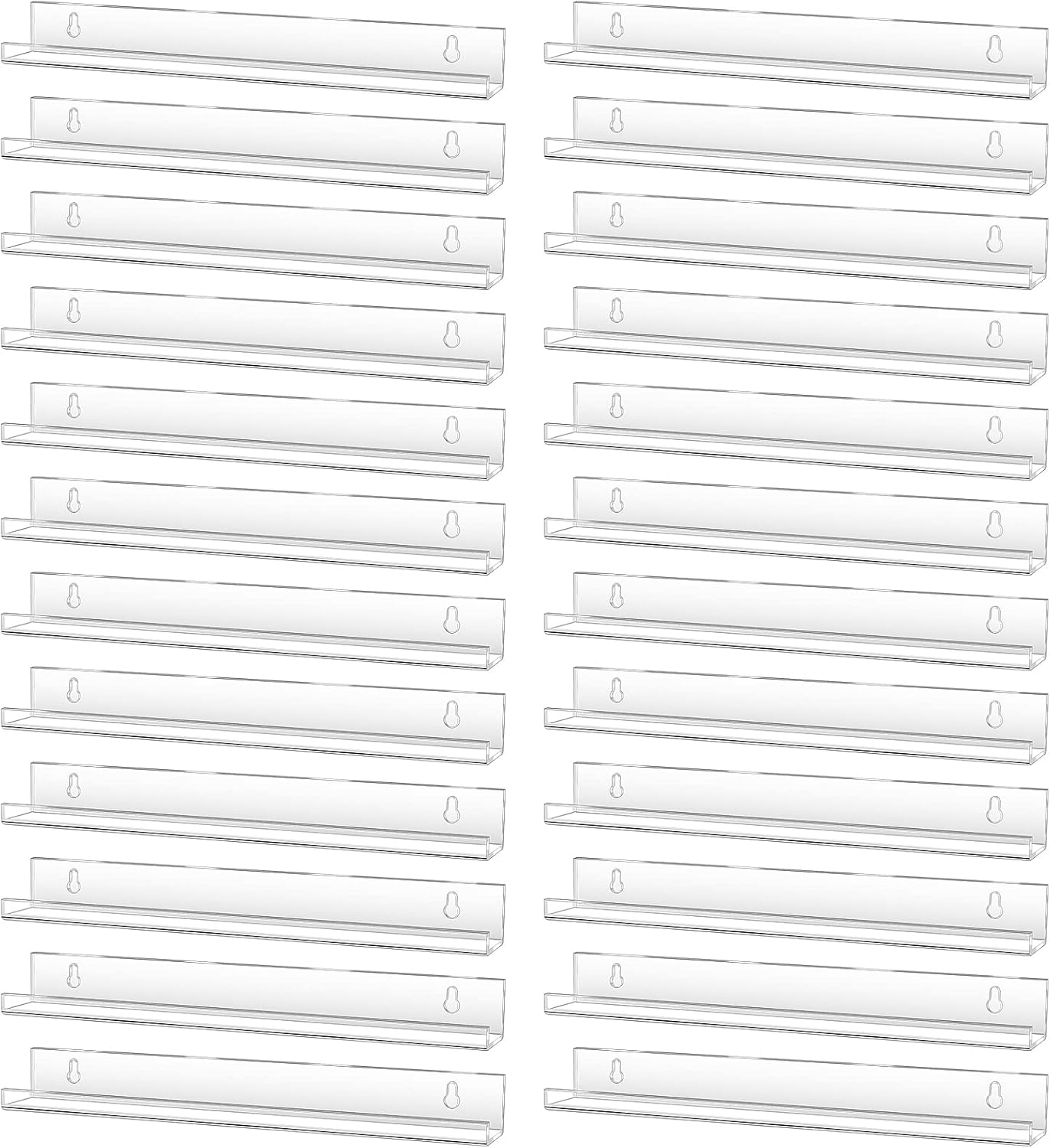 Jetec 24 Pcs Clear Floating Acrylic Shelves for Home Organization