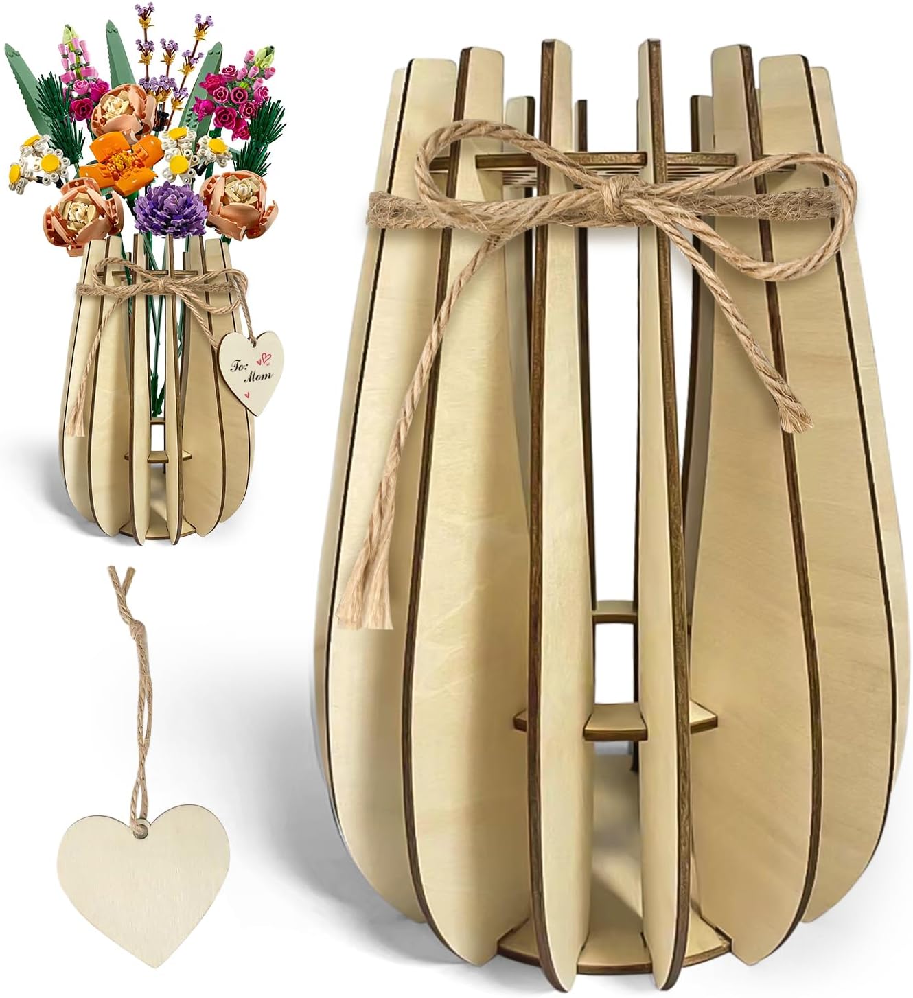 Coty ni LEGO Flower Vase Kit Wooden Display Stand