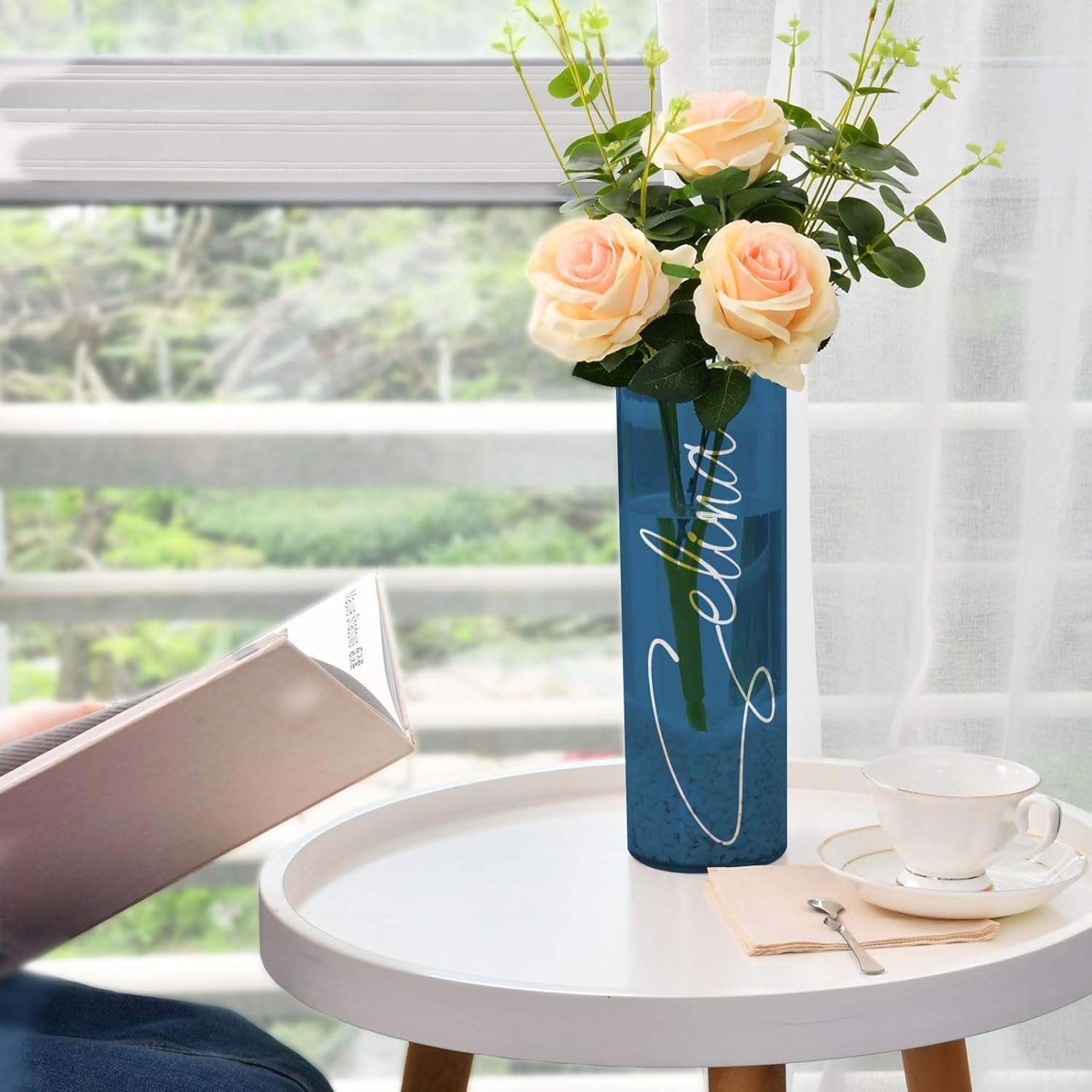 J JOYSAY Custom Dark Blue Vase for Centerpieces