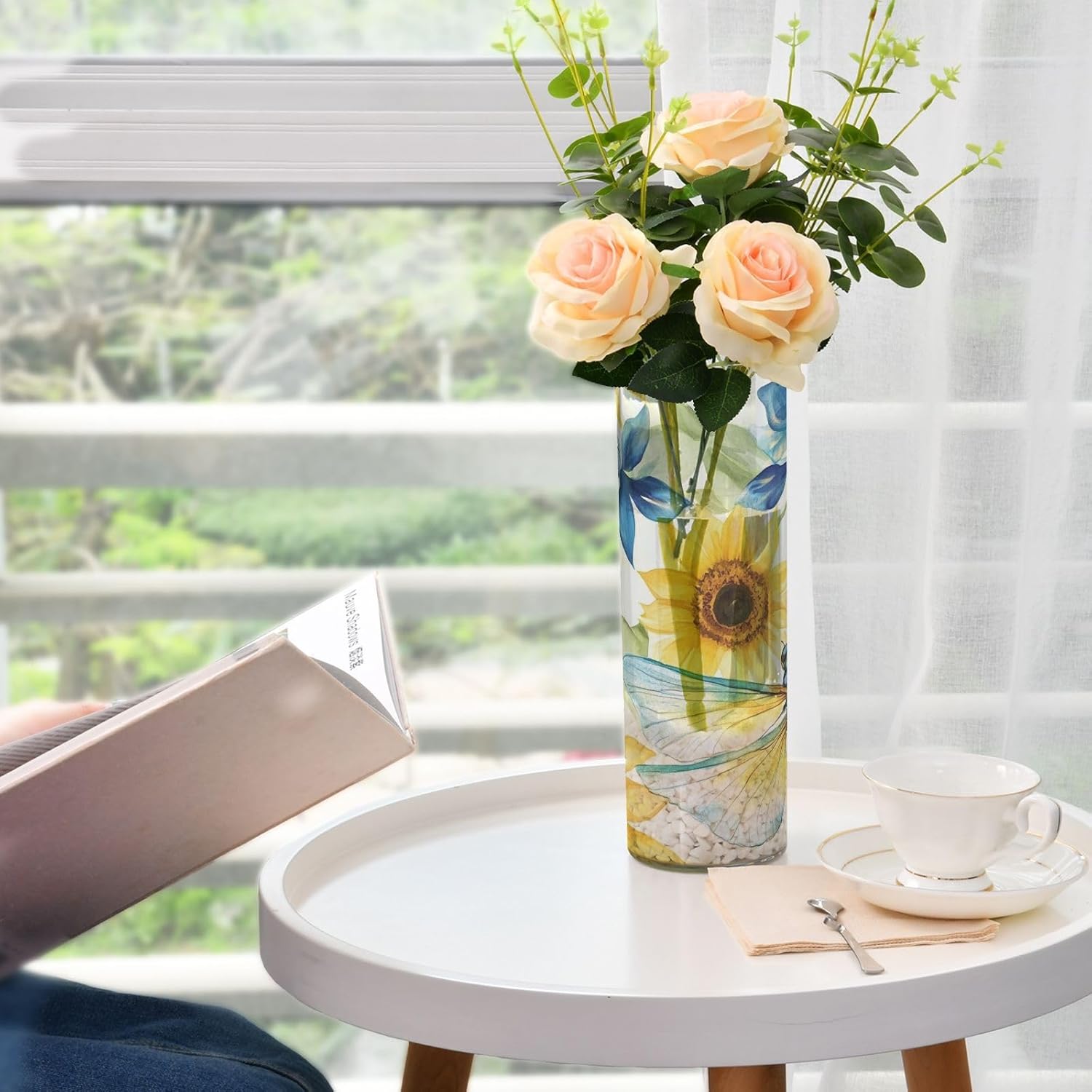 Watercolor Dragonfly Sunflower Floating Candle Holder